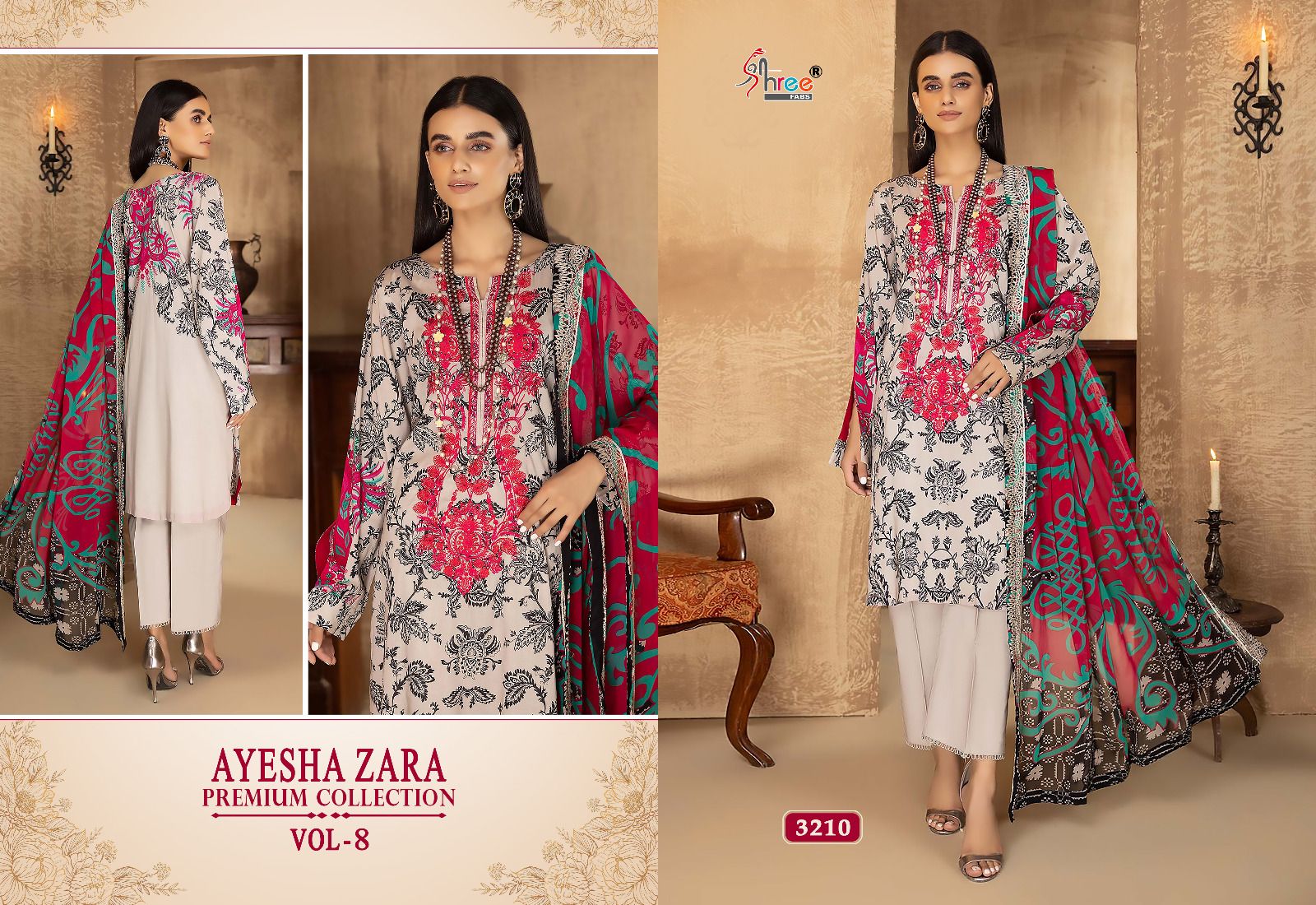 shree fabs ayesha zara premium collection vol 8 cotton catchy look salwar suit with siffon dupatta catalog