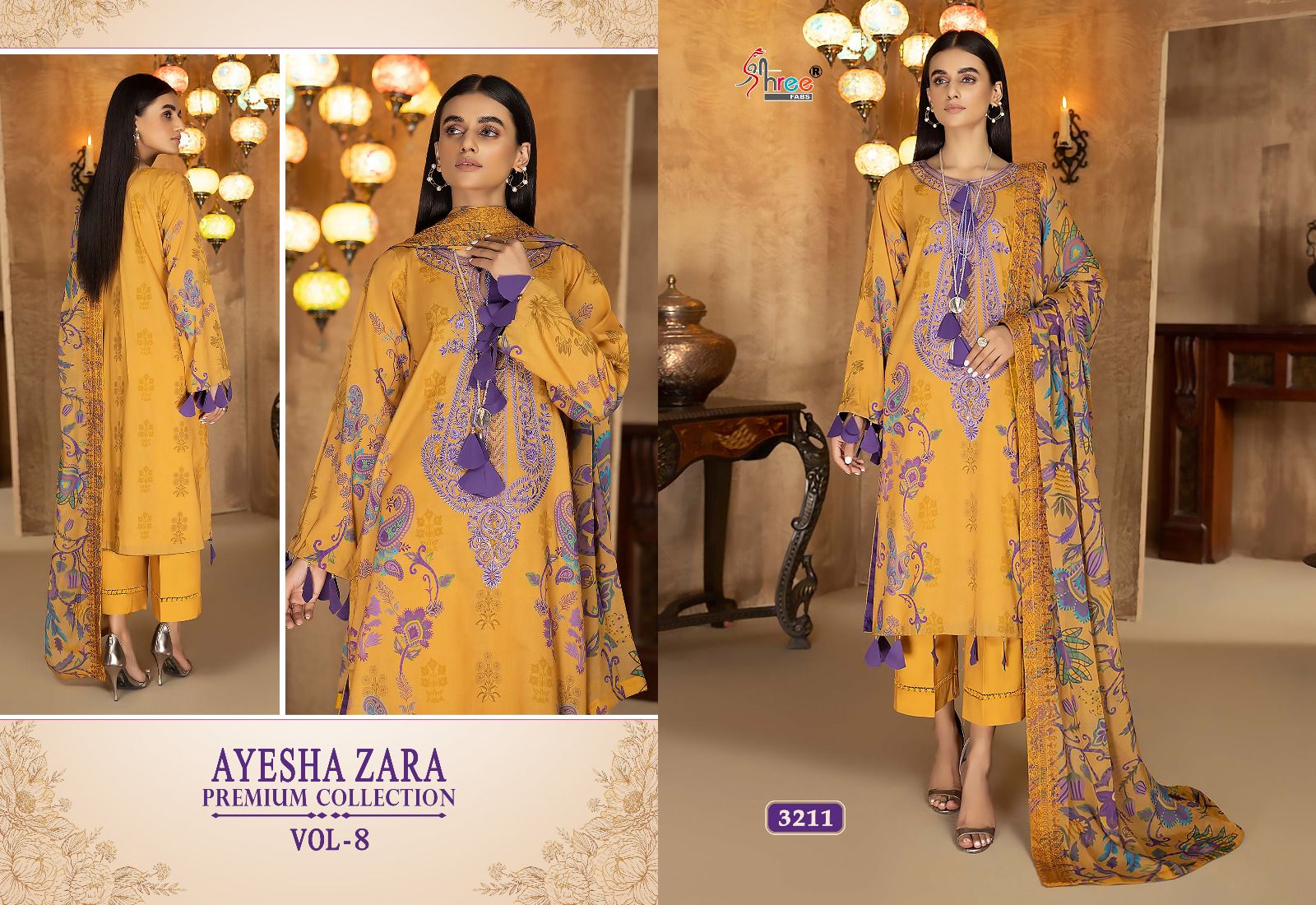 shree fabs ayesha zara premium collection vol 8 cotton catchy look salwar suit with siffon dupatta catalog