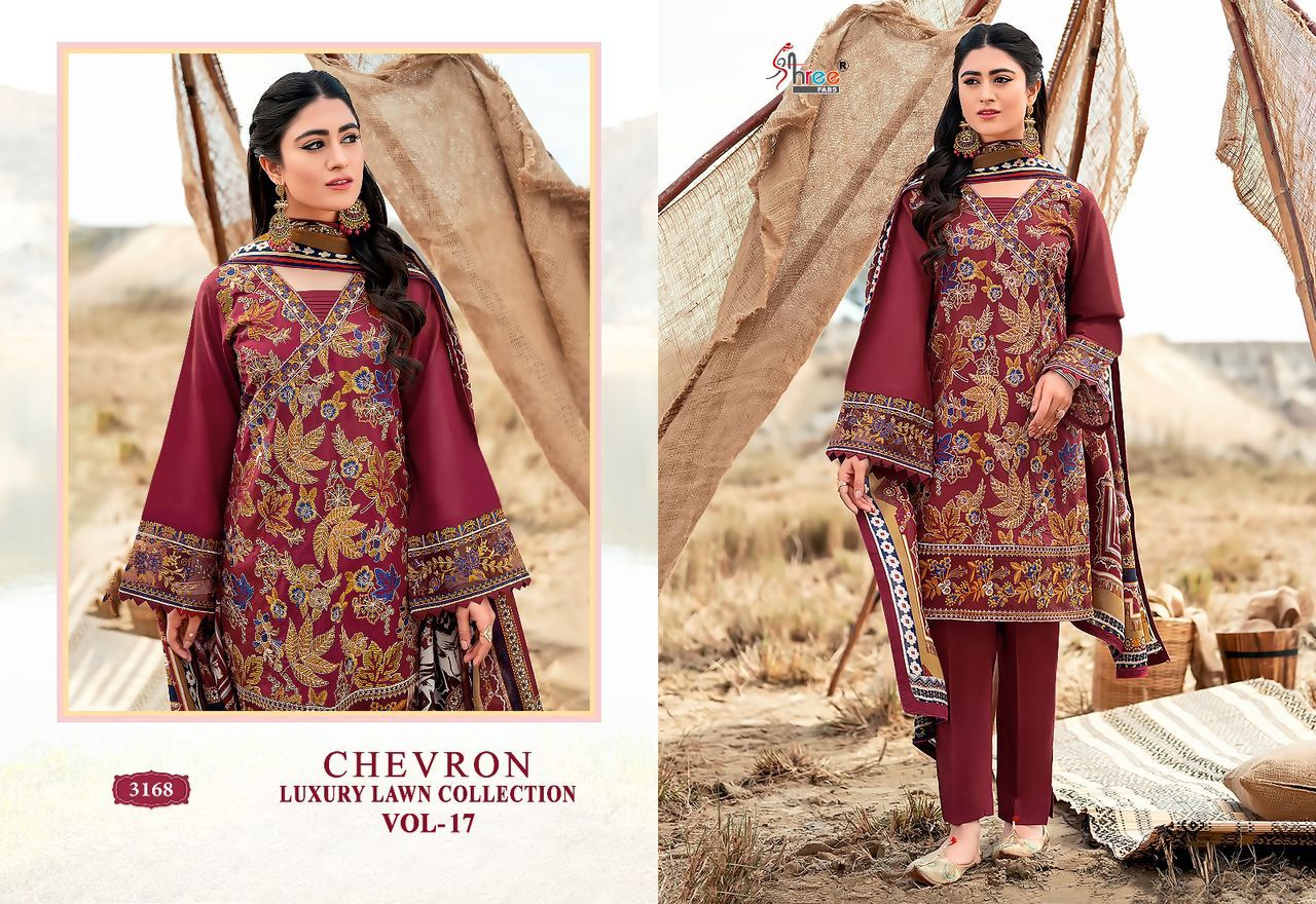 shree fabs Chevron Luxury Lawn Collection Vol 17 lawn cotton exclusive print salwar suit with chiffon dupatta catalog