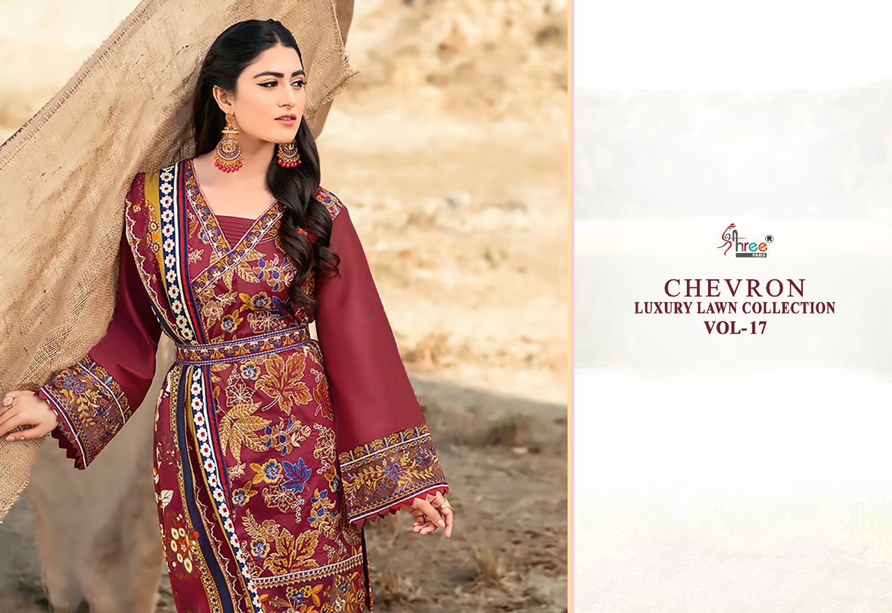 shree fabs Chevron Luxury Lawn Collection Vol 17 lawn cotton exclusive print salwar suit with chiffon dupatta catalog