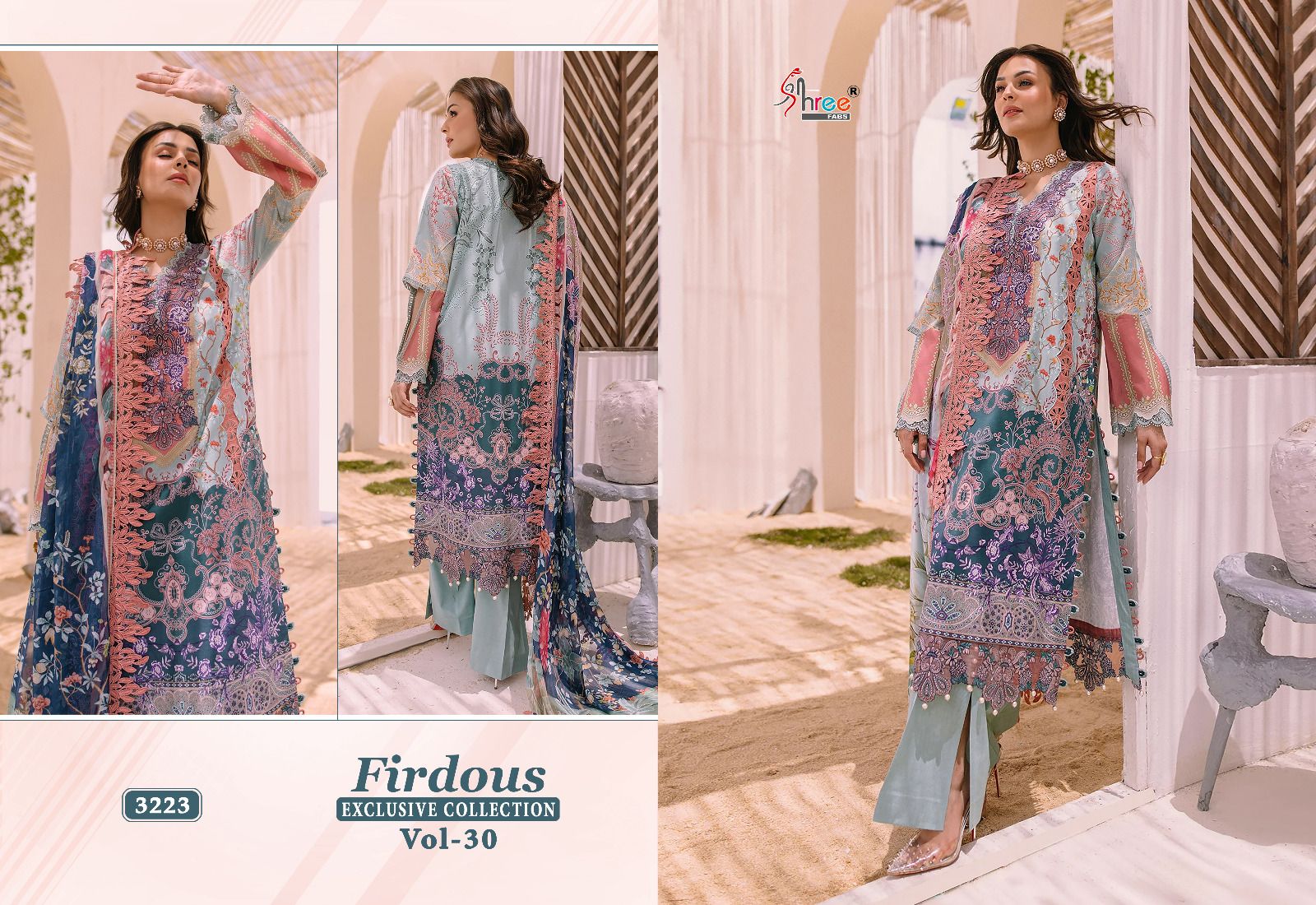 shree fabs Firdous Exclusive Collection Vol 30 cotton innovative look salwar suit with silver dupatta catalog