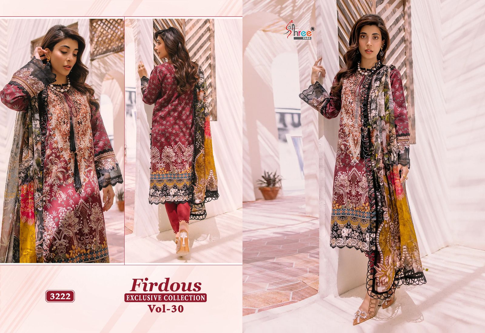 shree fabs Firdous Exclusive Collection Vol 30 cotton innovative look salwar suit with silver dupatta catalog