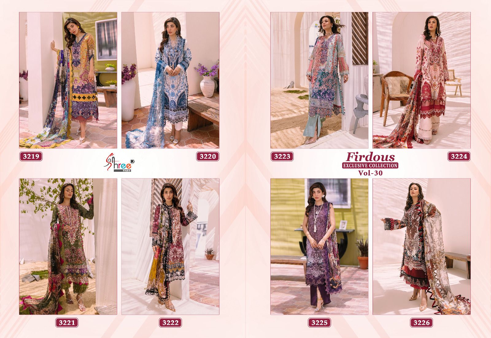 shree fabs Firdous Exclusive Collection Vol 30 cotton innovative look salwar suit with silver dupatta catalog