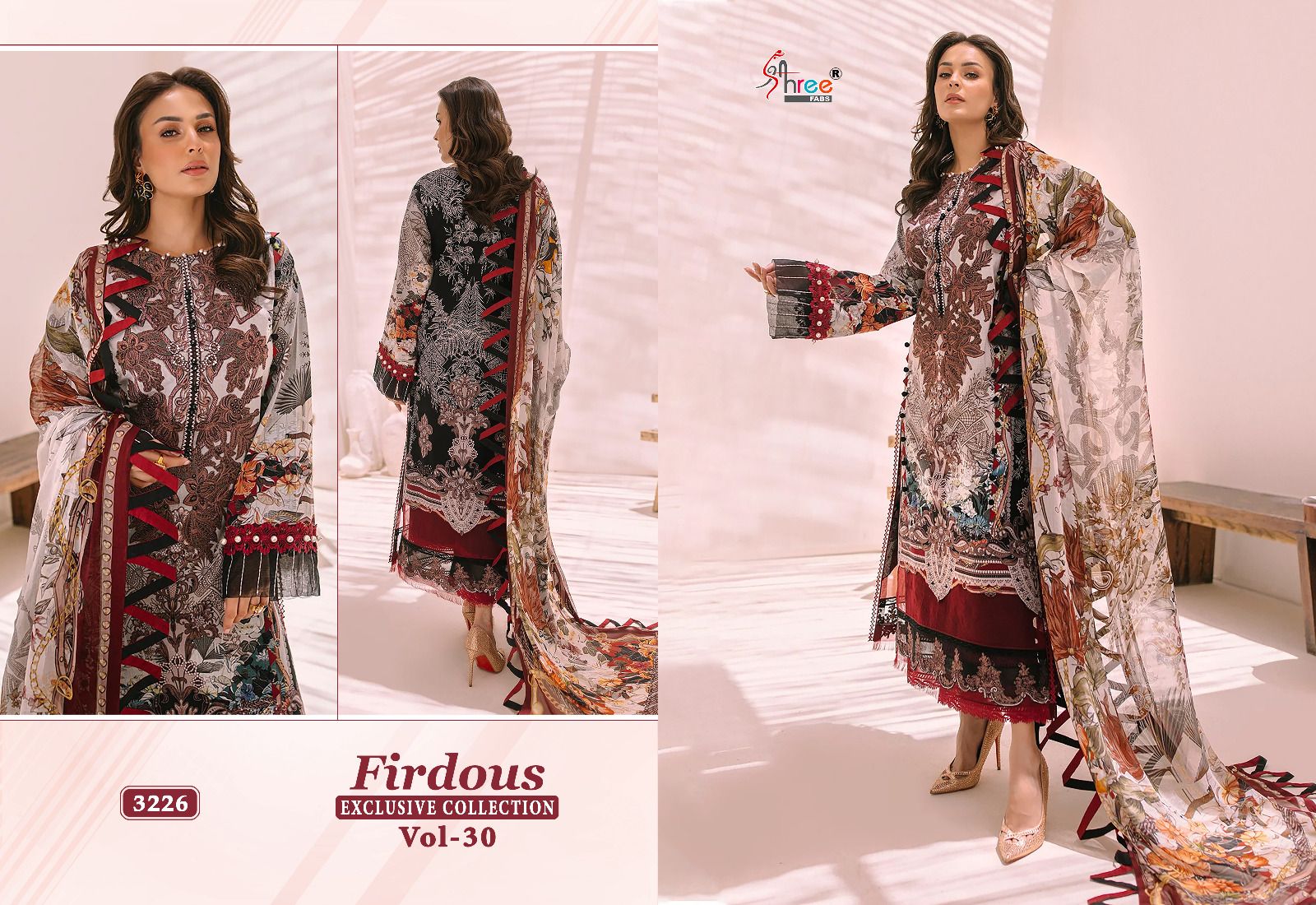 shree fabs Firdous Exclusive Collection Vol 30 cotton innovative look salwar suit with silver dupatta catalog