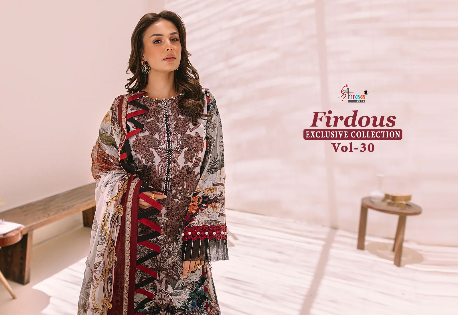 shree fabs Firdous Exclusive Collection Vol 30 cotton innovative look salwar suit with silver dupatta catalog