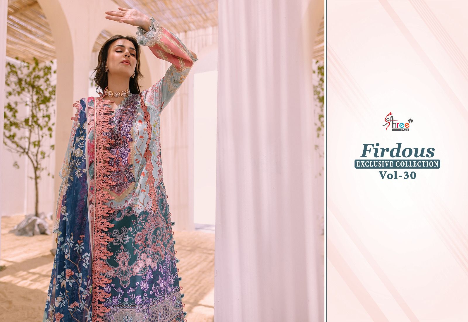 shree fabs Firdous Exclusive Collection Vol 30 cotton innovative look salwar suit with silver dupatta catalog