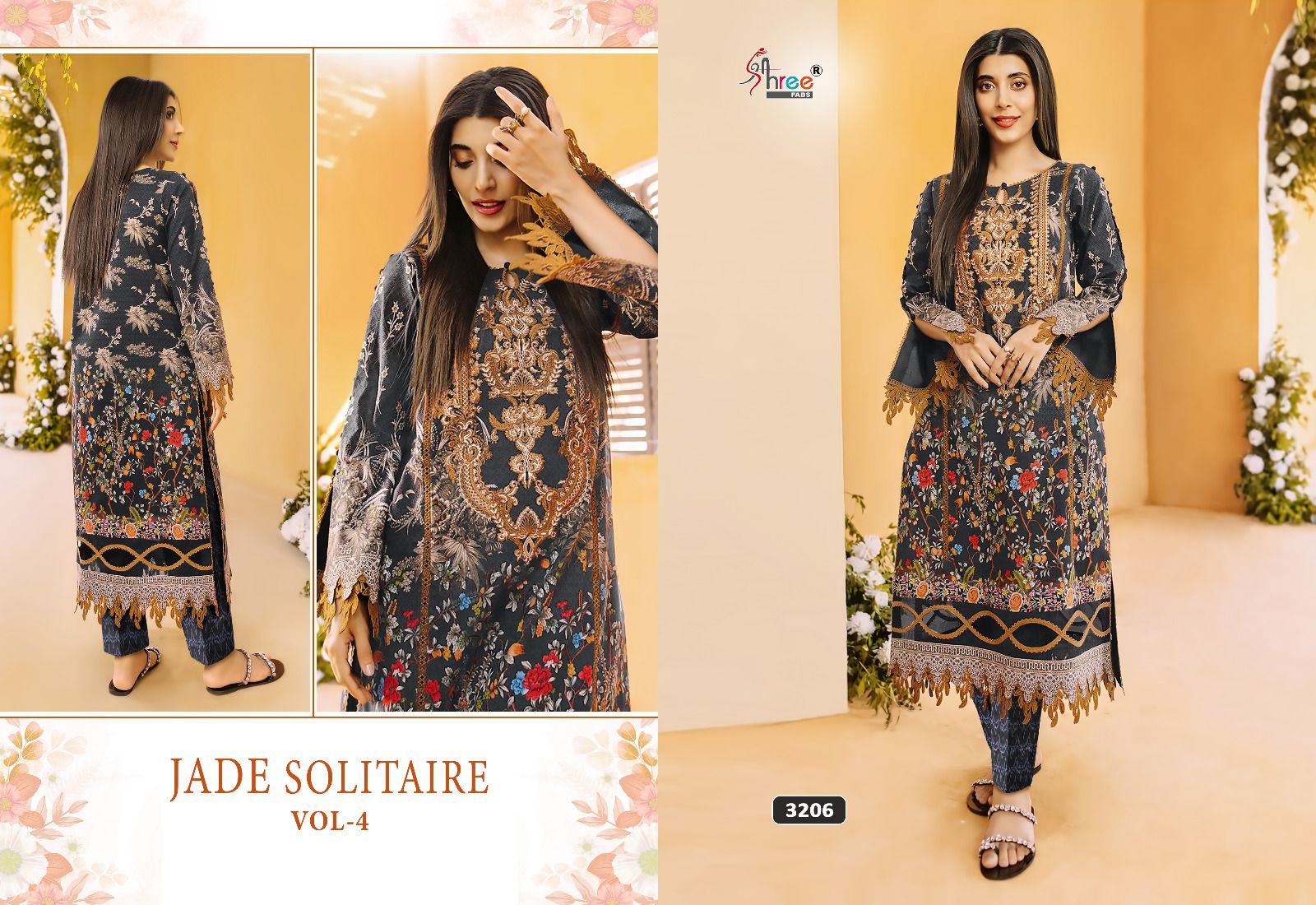 shree fabs Jade Solitarie Vol 4 cotton exclusive print salwar suit with chiffon dupatta catalog