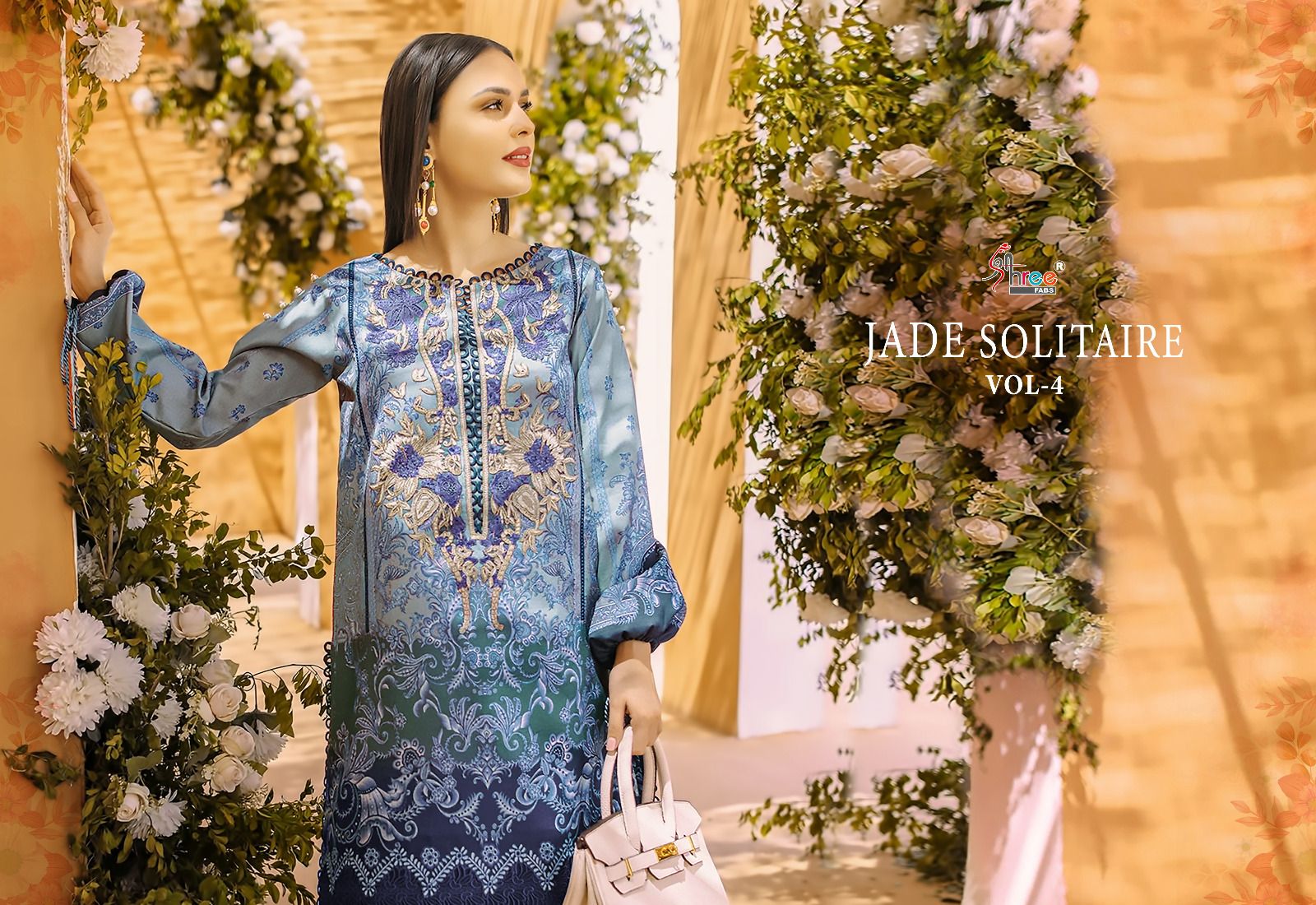 shree fabs Jade Solitarie Vol 4 cotton exclusive print salwar suit with chiffon dupatta catalog