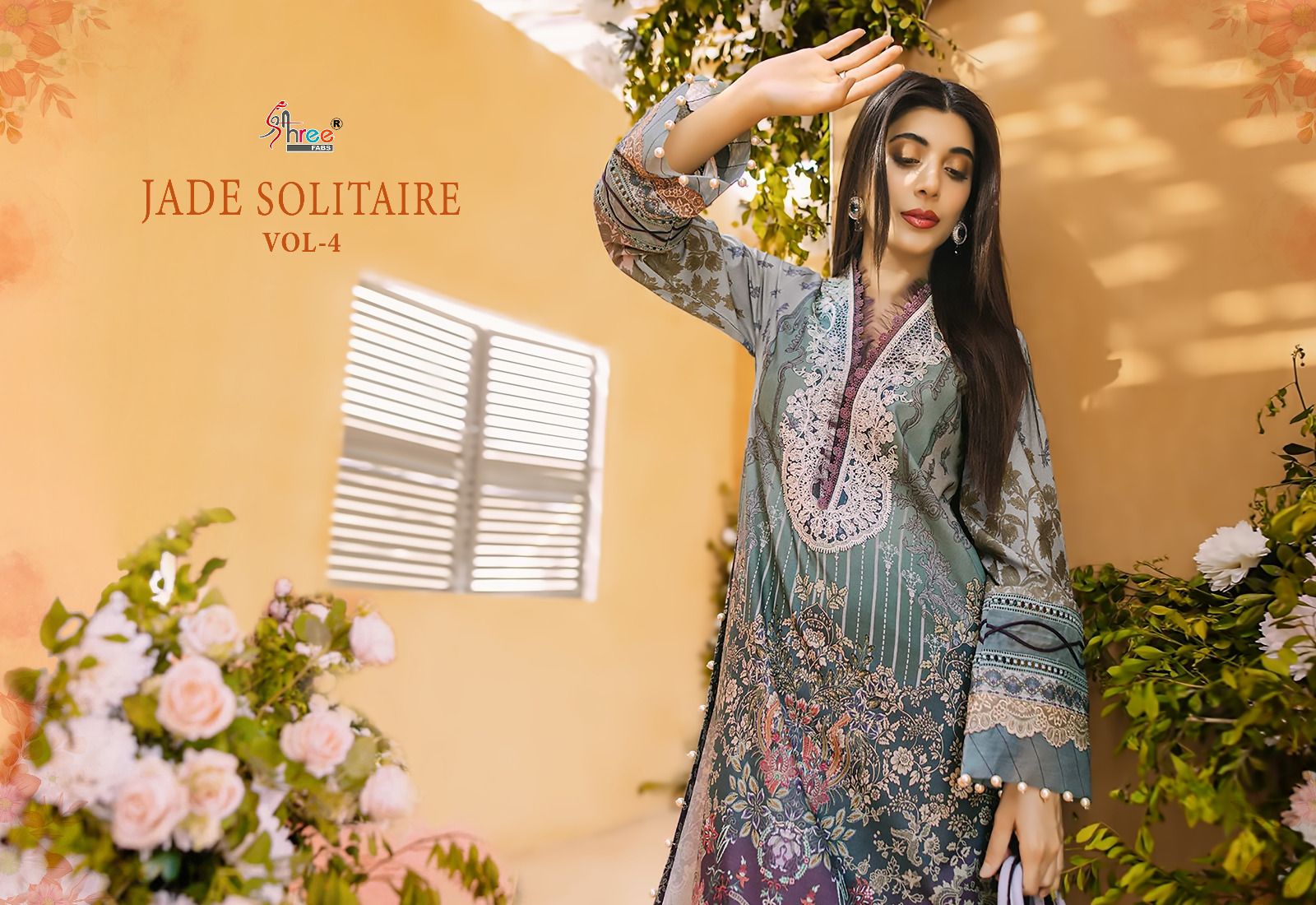 shree fabs Jade Solitarie Vol 4 cotton exclusive print salwar suit with chiffon dupatta catalog