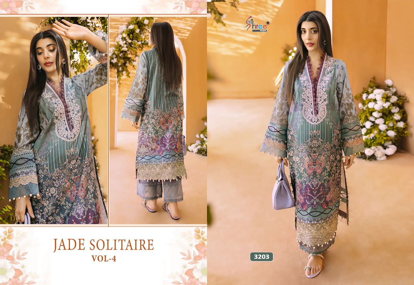 shree fabs Jade Solitarie Vol 4 cotton exclusive print salwar suit with chiffon dupatta catalog