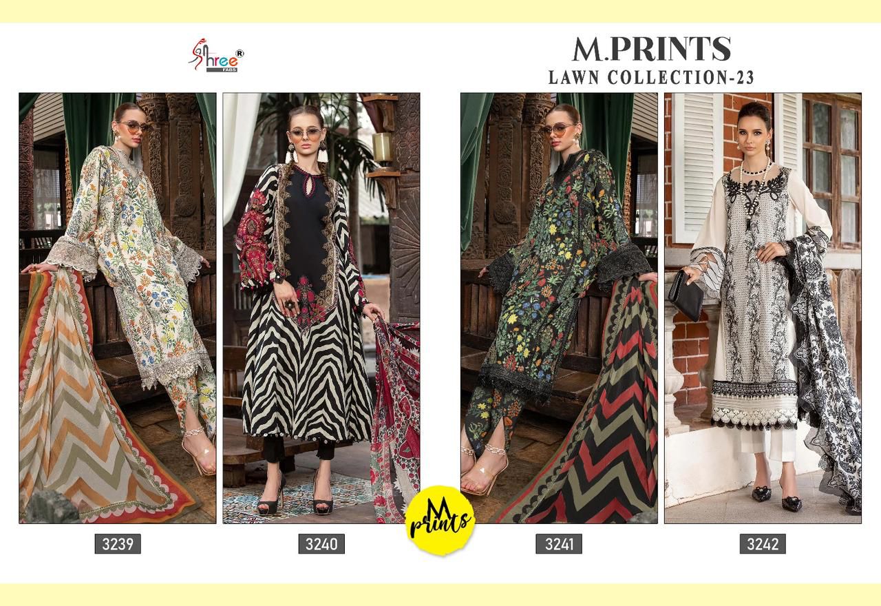 shree fabs M Print Lawn Collection 23 cotton regal print salwar suit with chiffon dupatta catalog