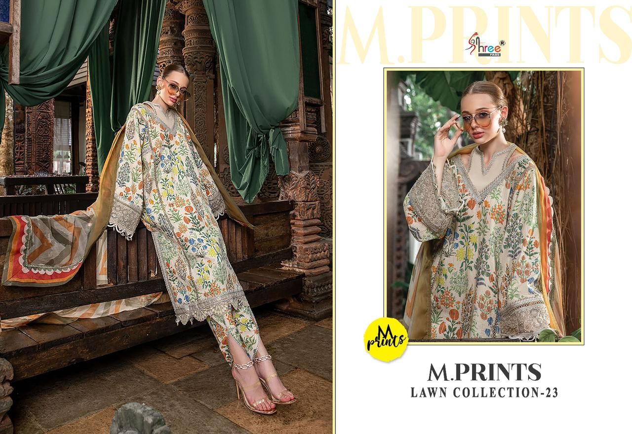 shree fabs M Print Lawn Collection 23 cotton regal print salwar suit with chiffon dupatta catalog