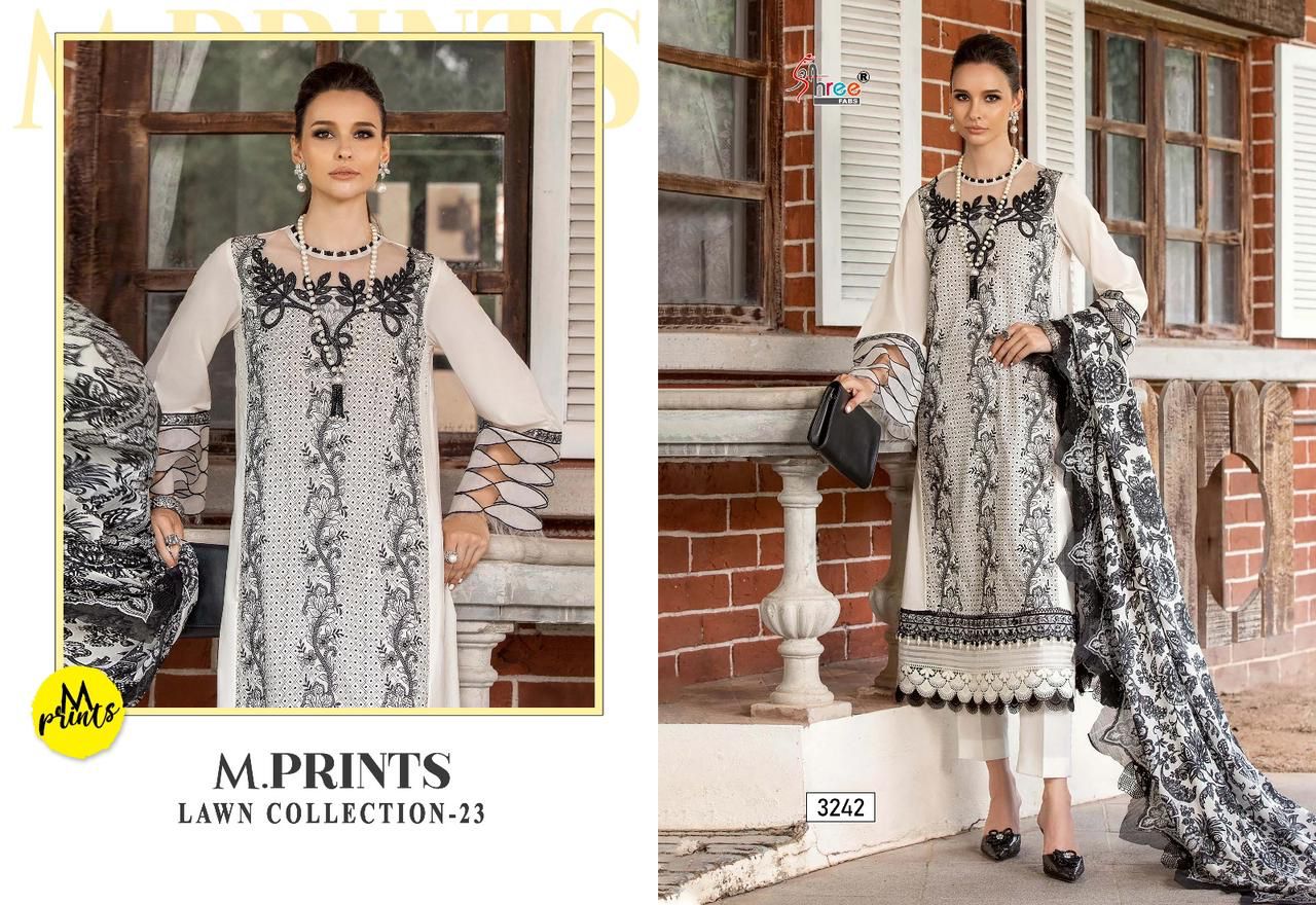 shree fabs M Print Lawn Collection 23 cotton regal print salwar suit with chiffon dupatta catalog