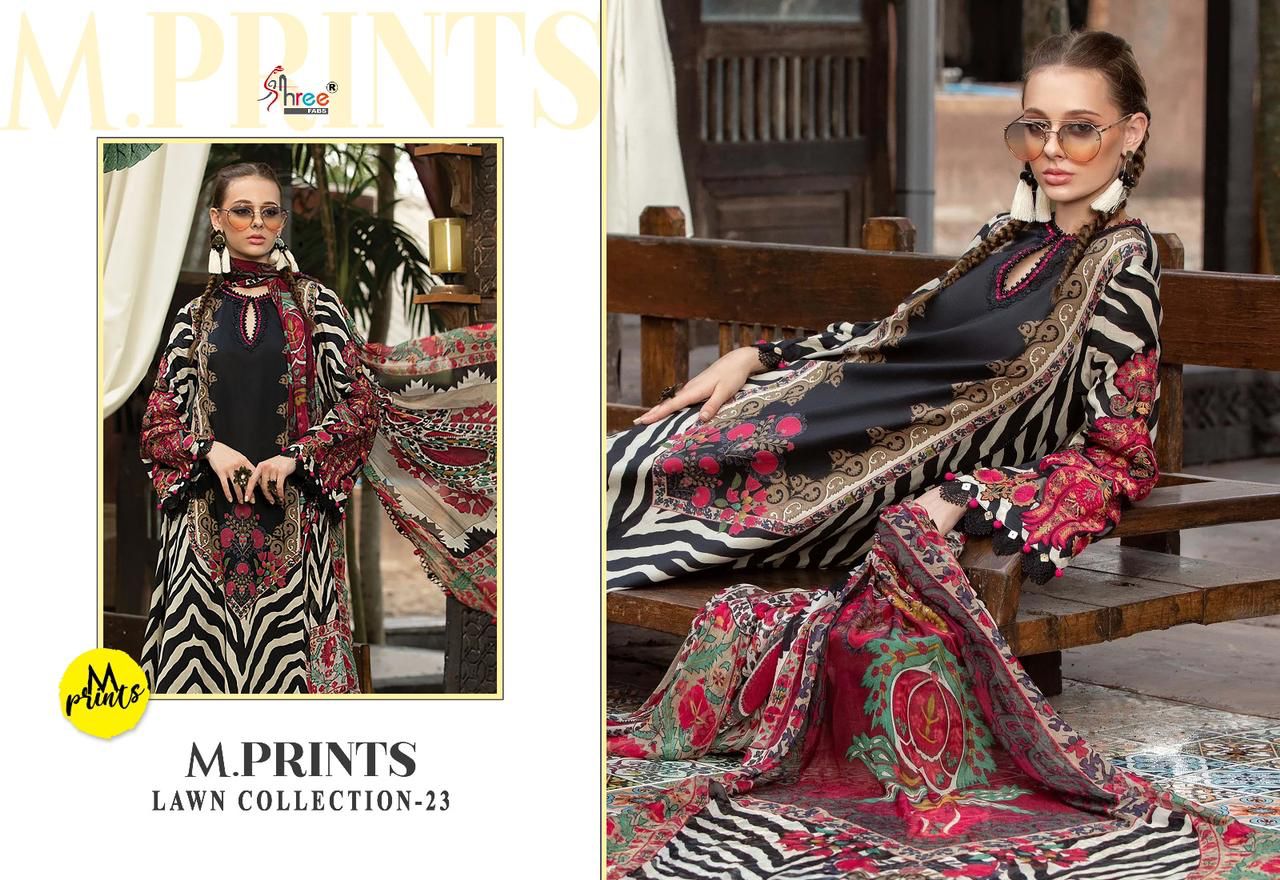 shree fabs M Print Lawn Collection 23 cotton regal print salwar suit with chiffon dupatta catalog