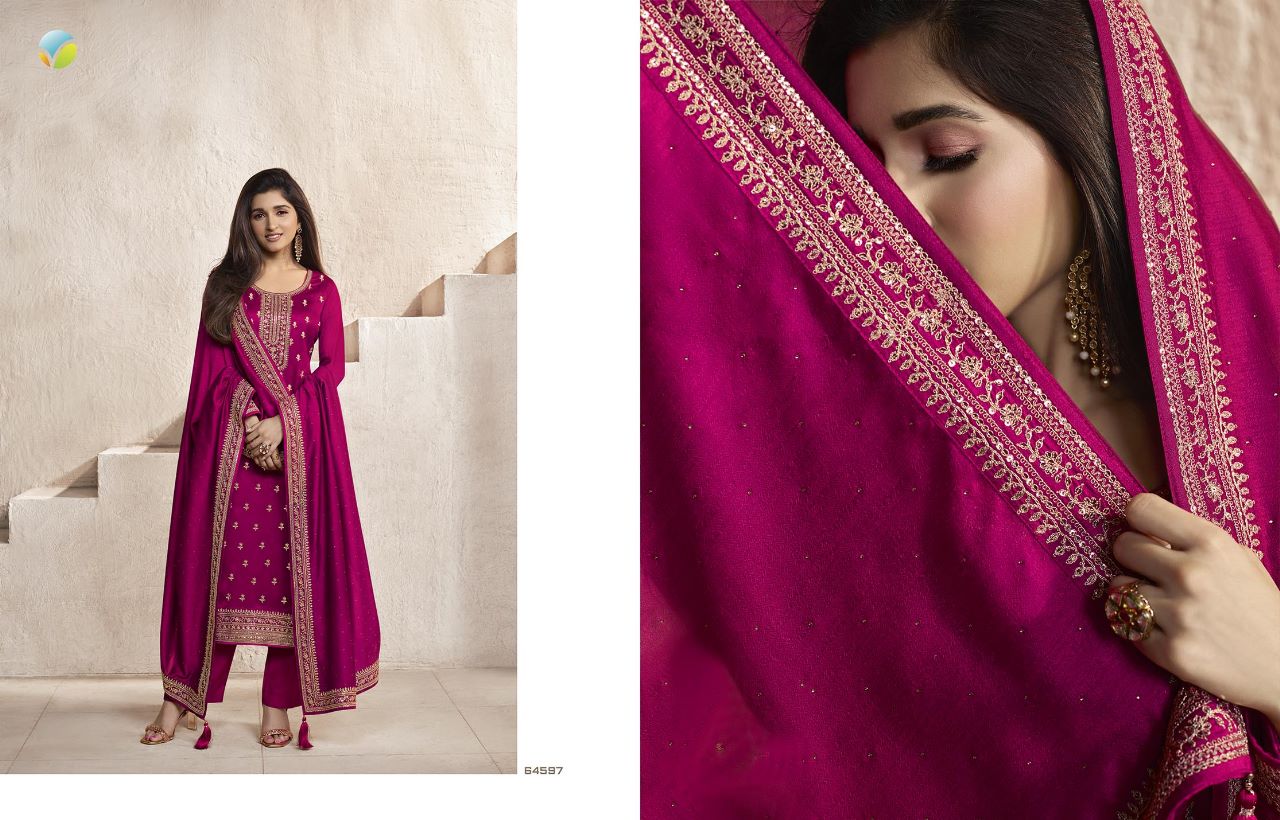 vinay fashion Kaseesh aanchal Silk Georgette look salwar suit cataloug