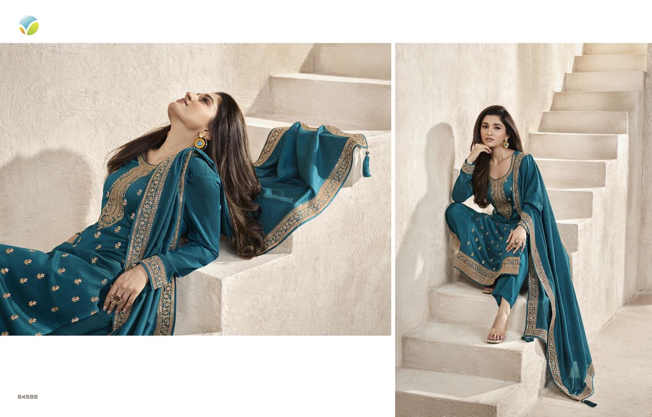 vinay fashion Kaseesh aanchal Silk Georgette look salwar suit cataloug