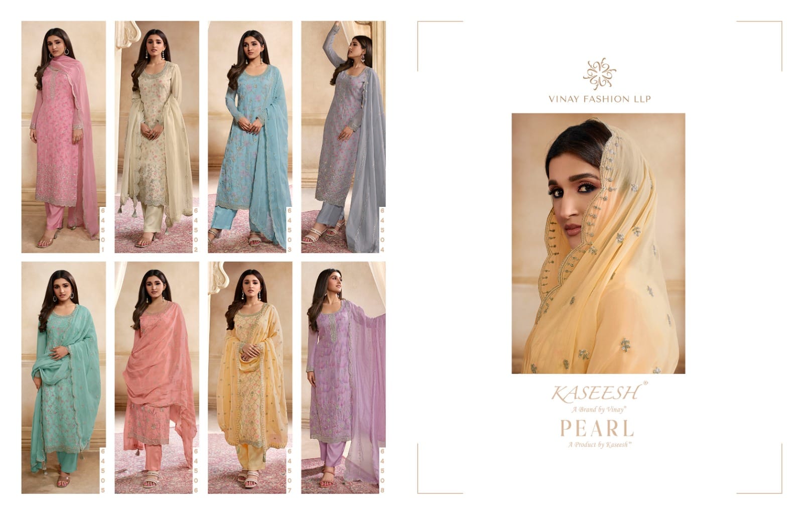 vinay fashion kaseesh pearl organza innovative look salwar suit catalog