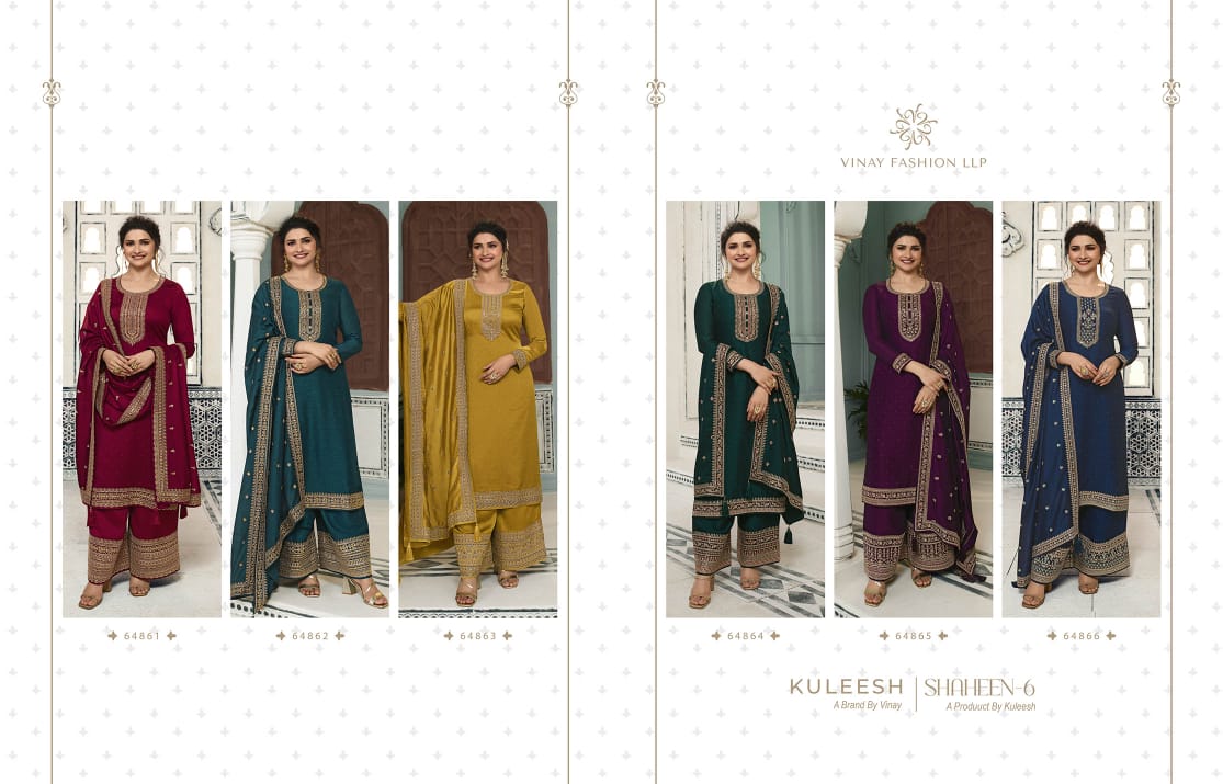 vinay fashion kuleesh shaheen 6 georgett elegant look salwar suit catalog