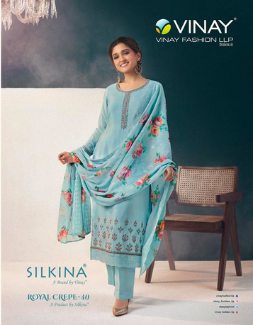 vinay fashion silkina royal crape 40 crape  exclusive look salwar suit  catalog