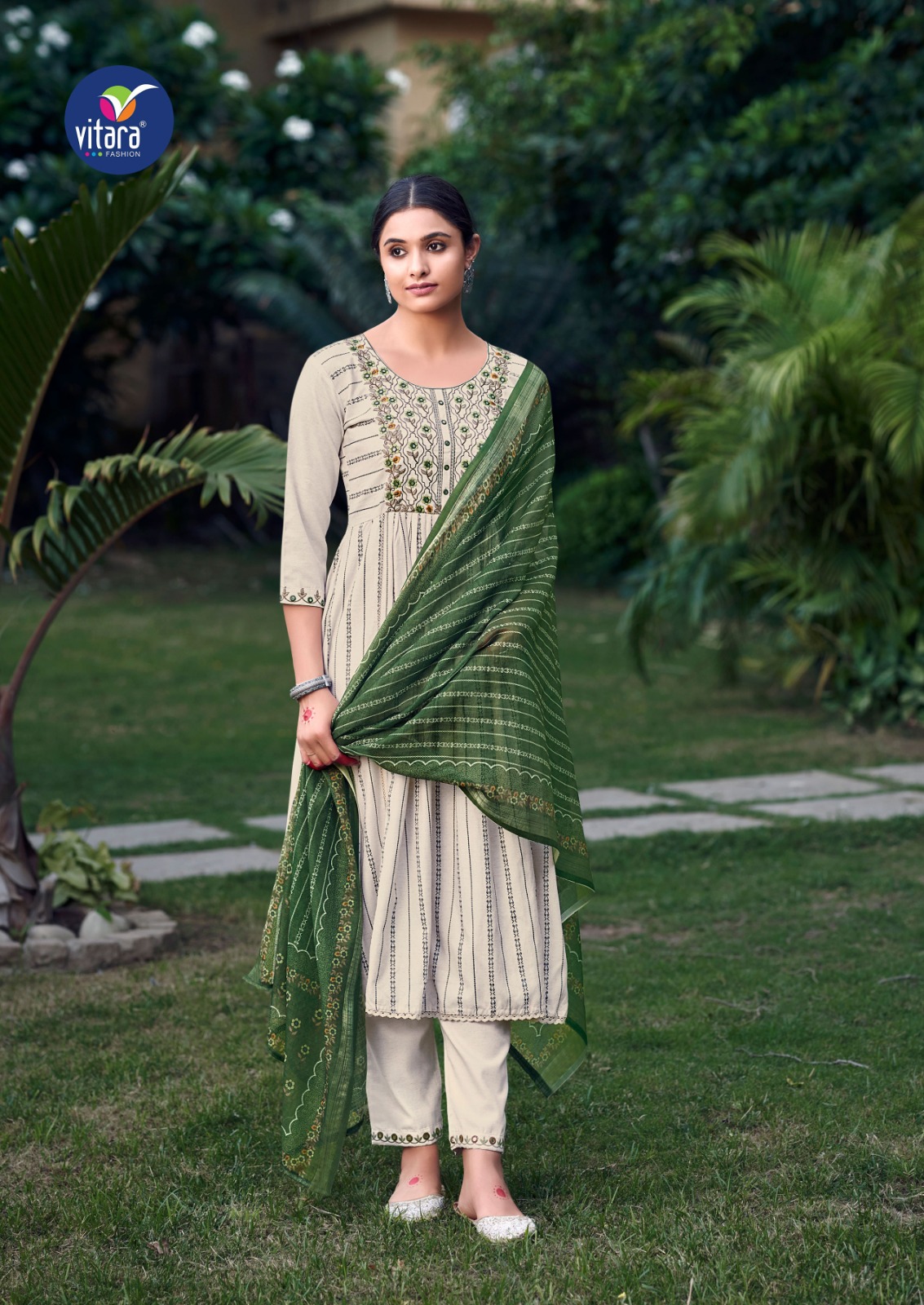 vitara fashion rasiya cotton elegant  top bottom with dupatta catalog