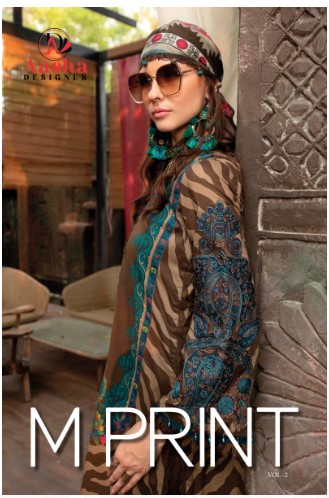 aasha designer M Print Vol 2 cotton exclusive print salwar suit silver dupatta catalog