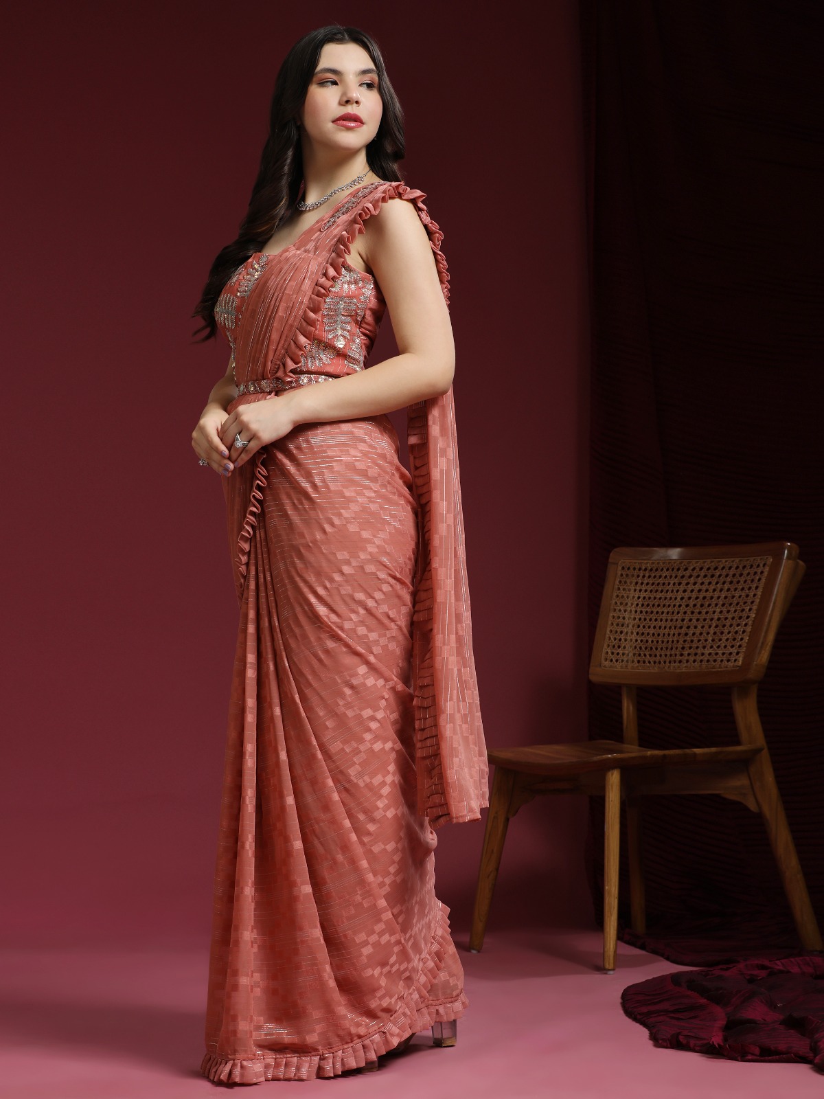 amoha trendz d no 275 Jacqard Simmer  catchy look saree catalog