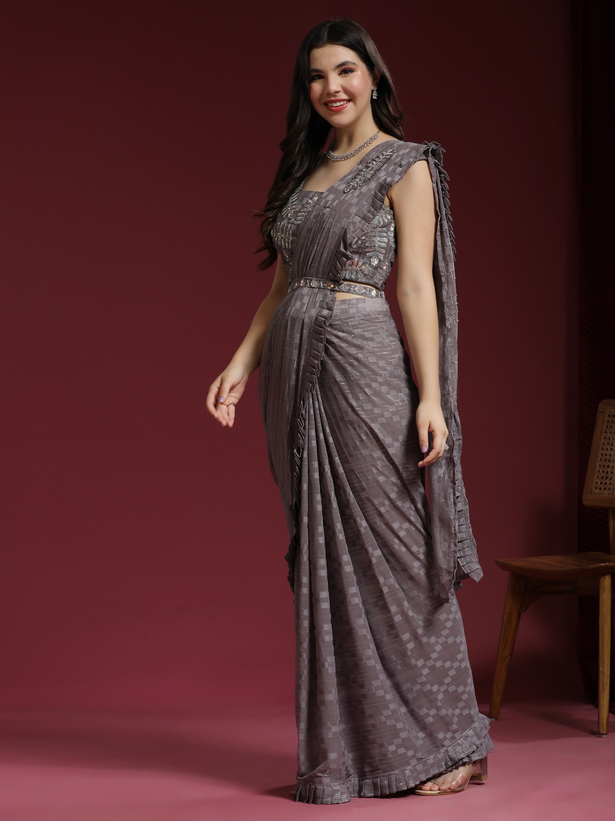 amoha trendz d no 275 Jacqard Simmer  catchy look saree catalog