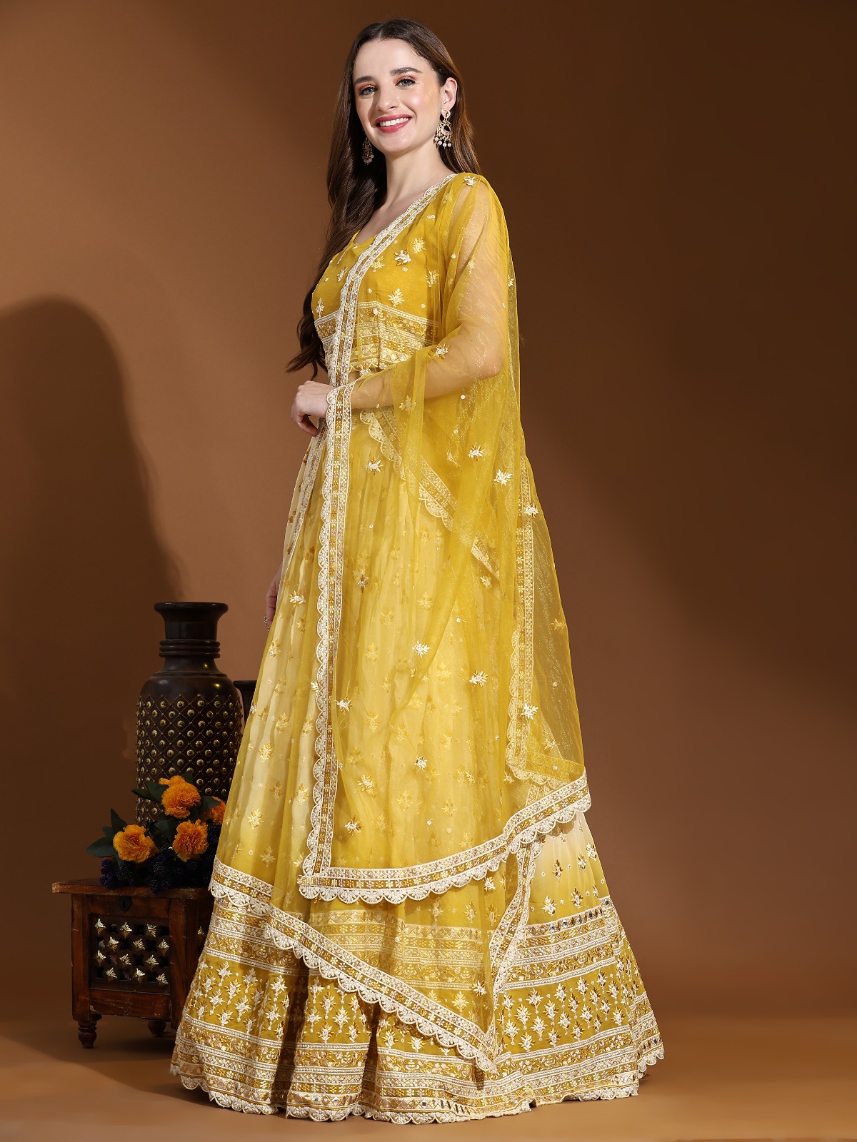 amoha trendz d no c 1971 Lakhanvi Work  innovative look lehngha catalog