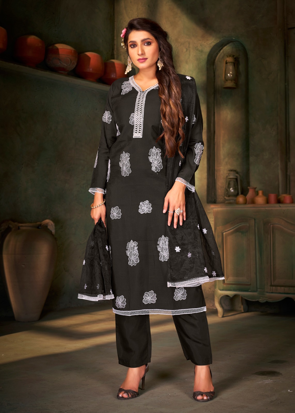 banwery fashion peri peri russian silk catchy look kurti bottom dupatta catalog