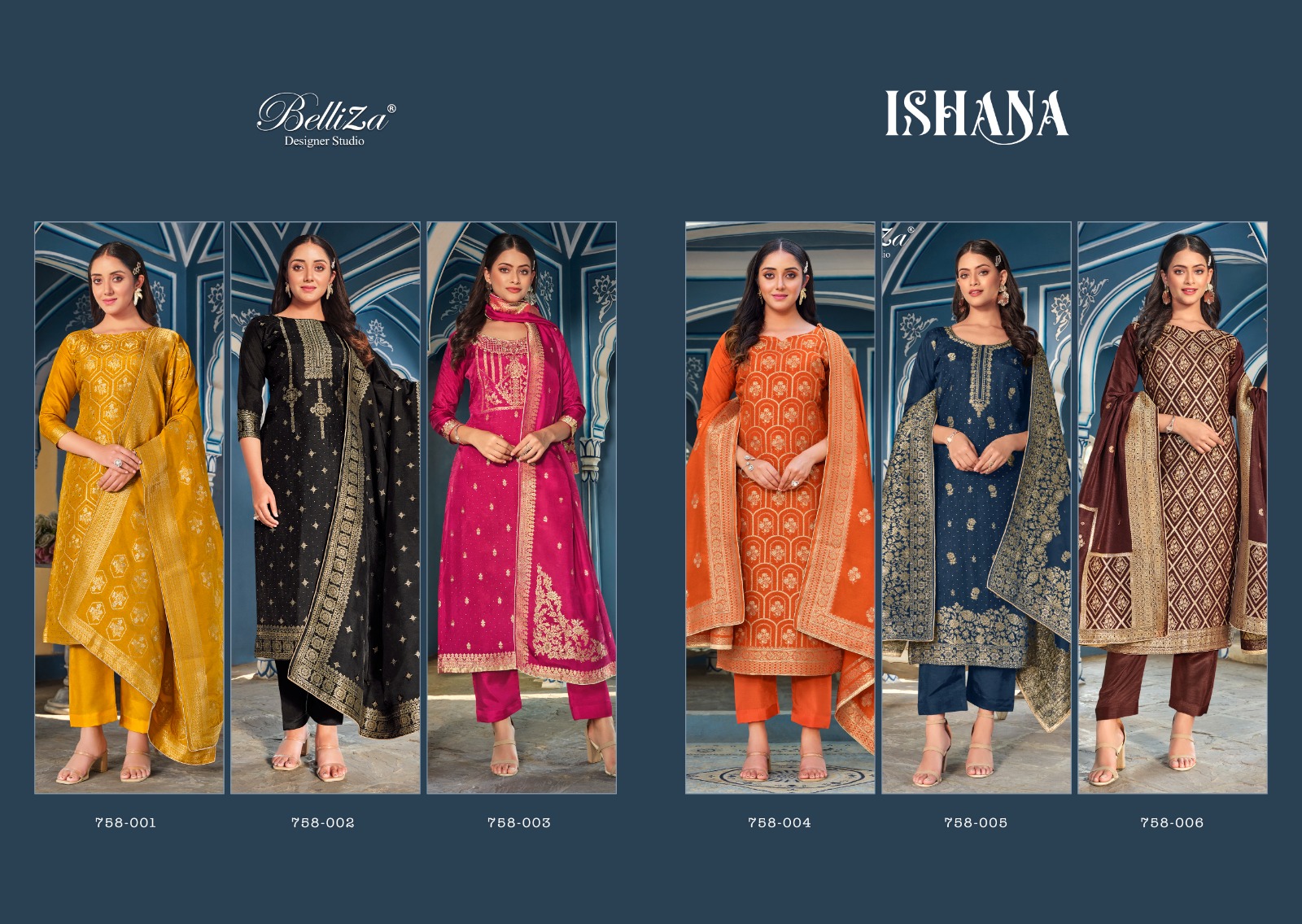 belliza designer studio ishana viscose dola Jaquard gorgeous look salwar suit catalog