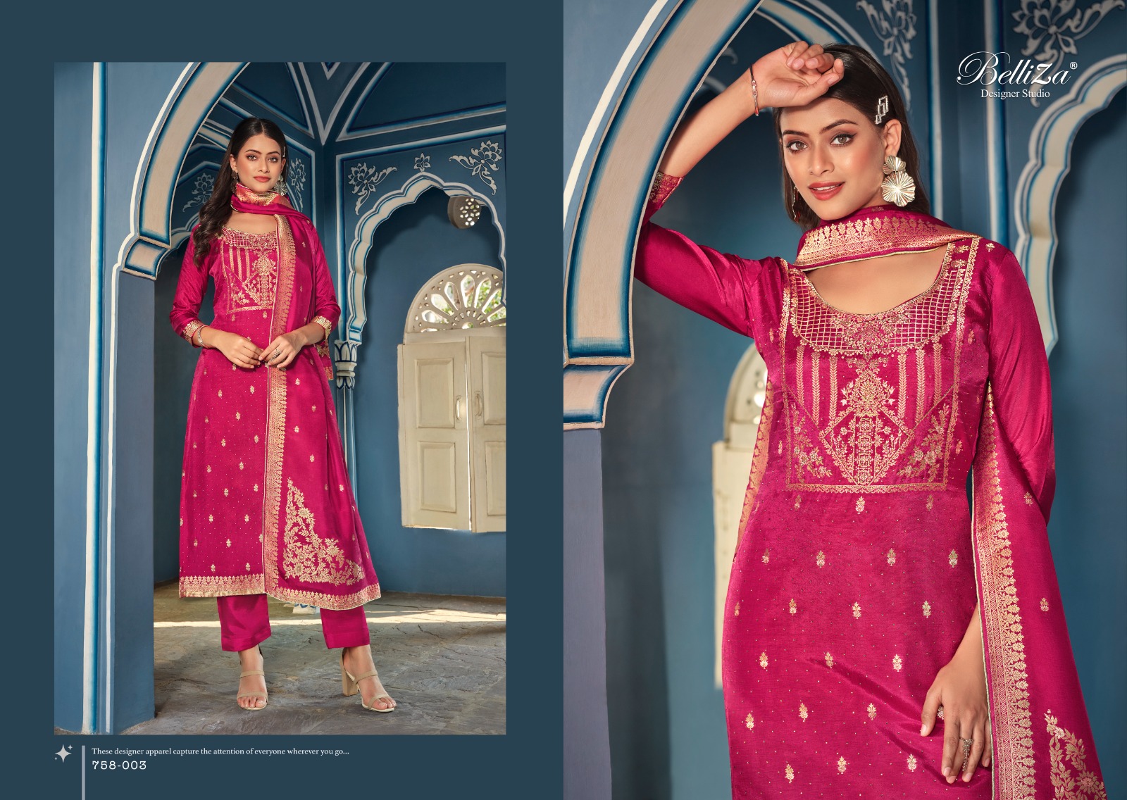 belliza designer studio ishana viscose dola Jaquard gorgeous look salwar suit catalog