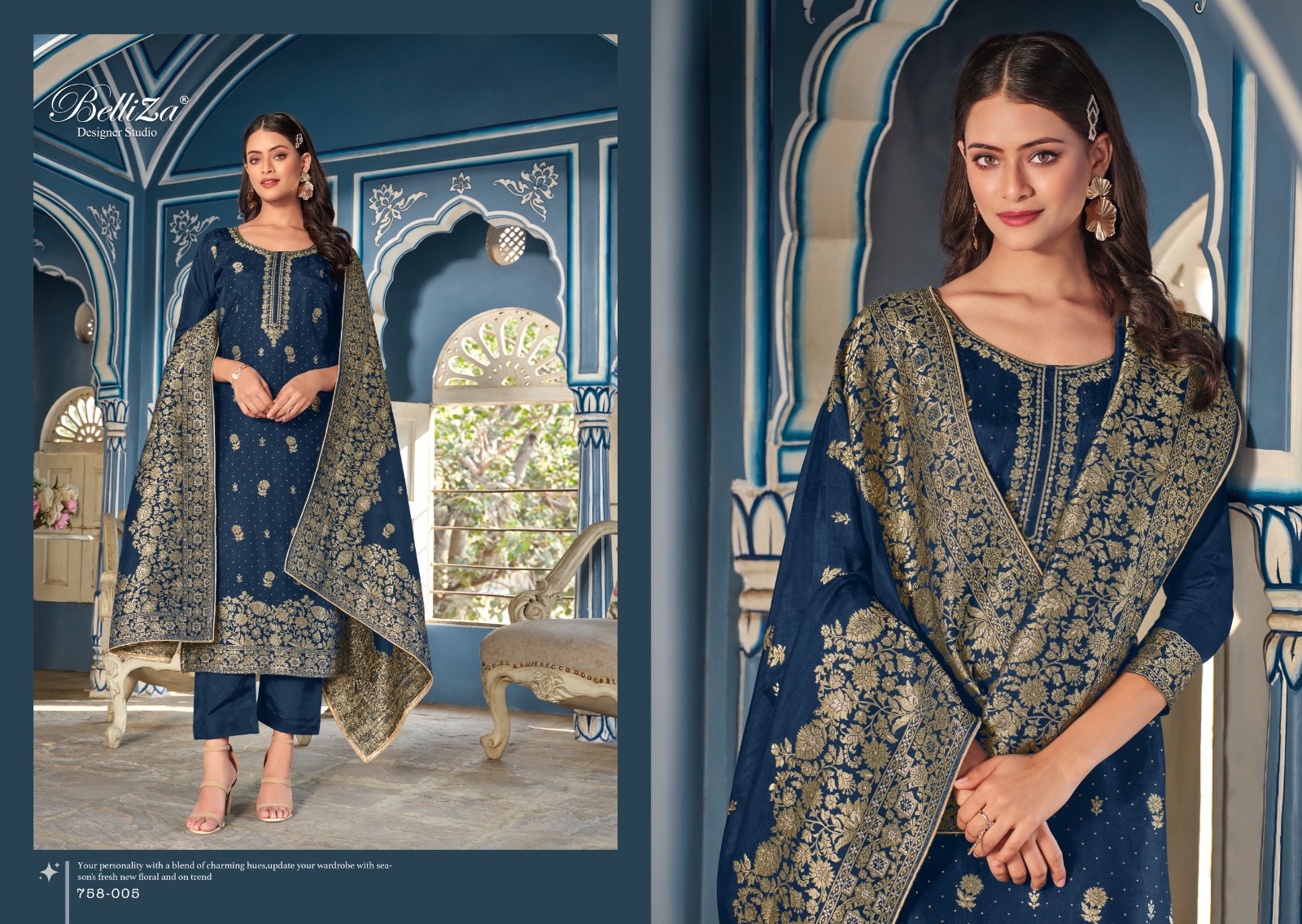 belliza designer studio ishana viscose dola Jaquard gorgeous look salwar suit catalog