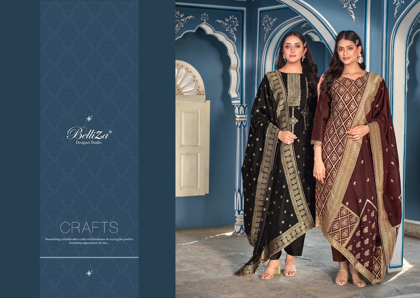 belliza designer studio ishana viscose dola Jaquard gorgeous look salwar suit catalog