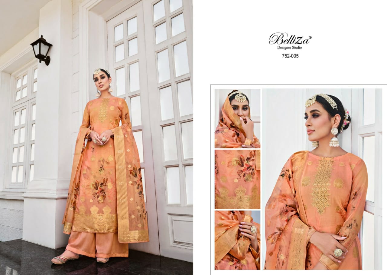 belliza designer studio shahinoor organza innovative look salwar suit catalog