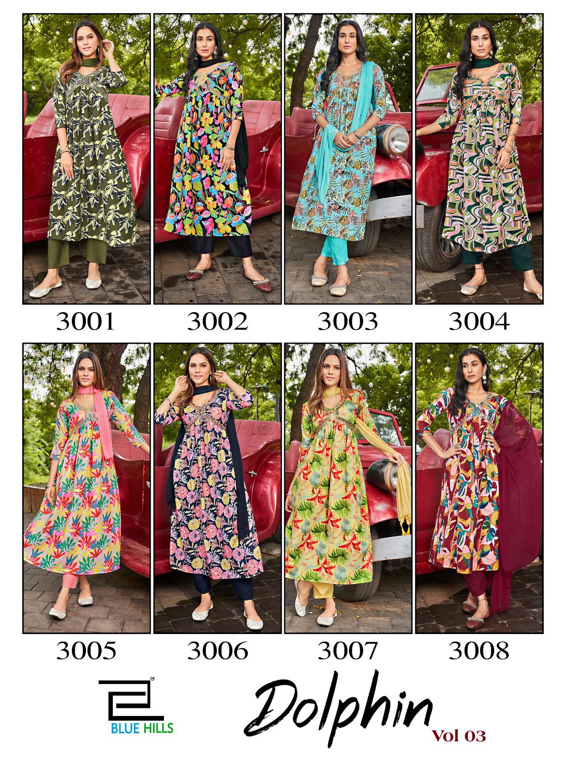 blue hills Dolphin Vol 3 rayon decent print kurti bottom with dupatta catalog