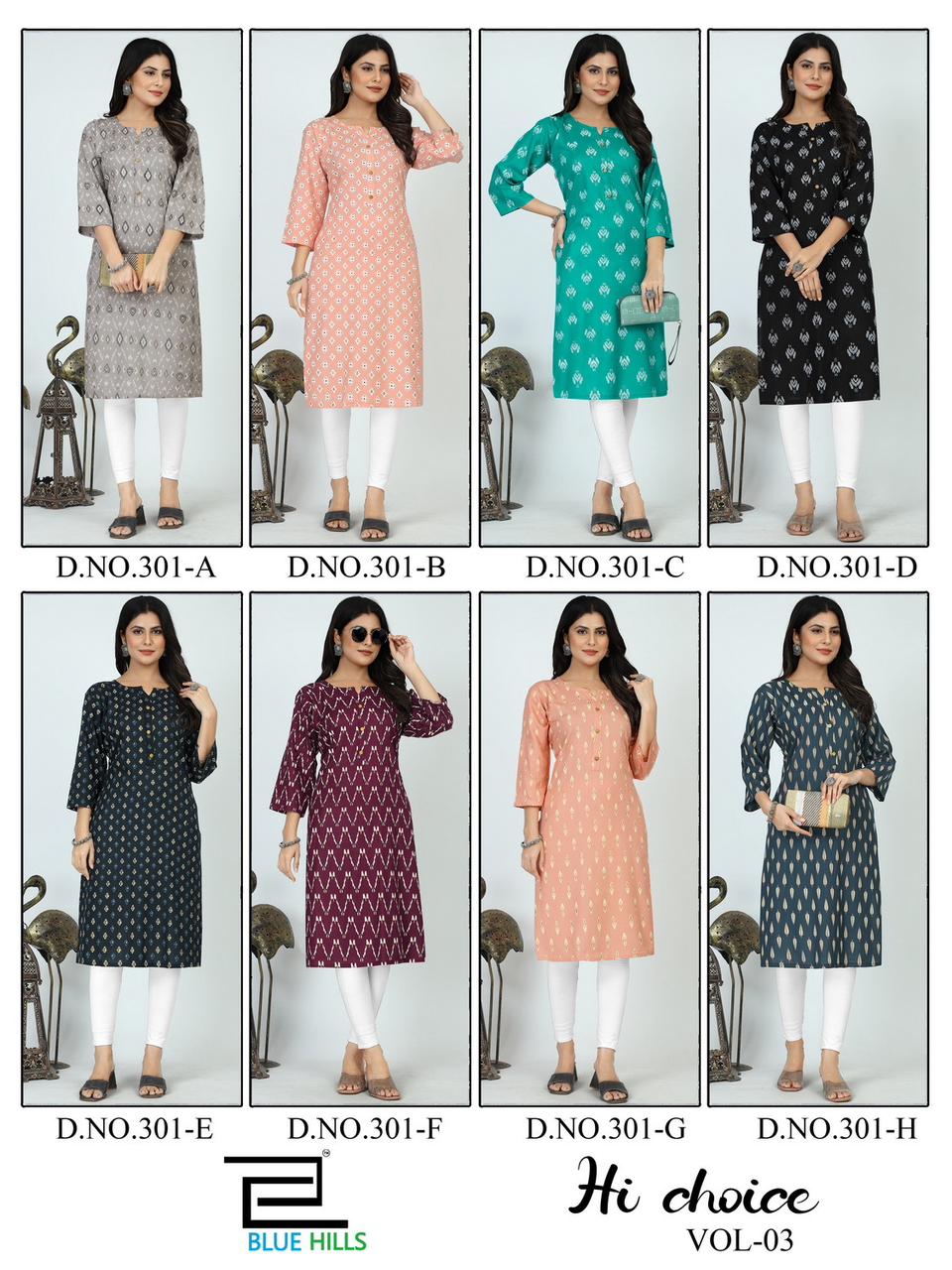 blue hills hichoice vol 3 rayon elegant kurti catalog