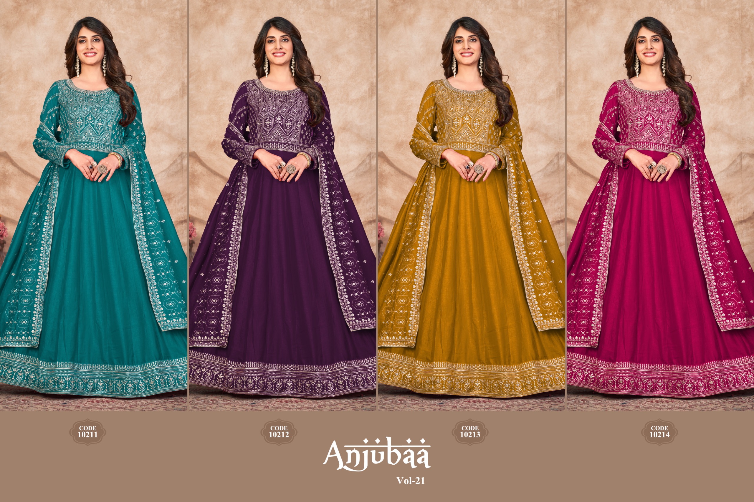 dani fashion anjubaa vol 21 silk regal look salwar suit catalog