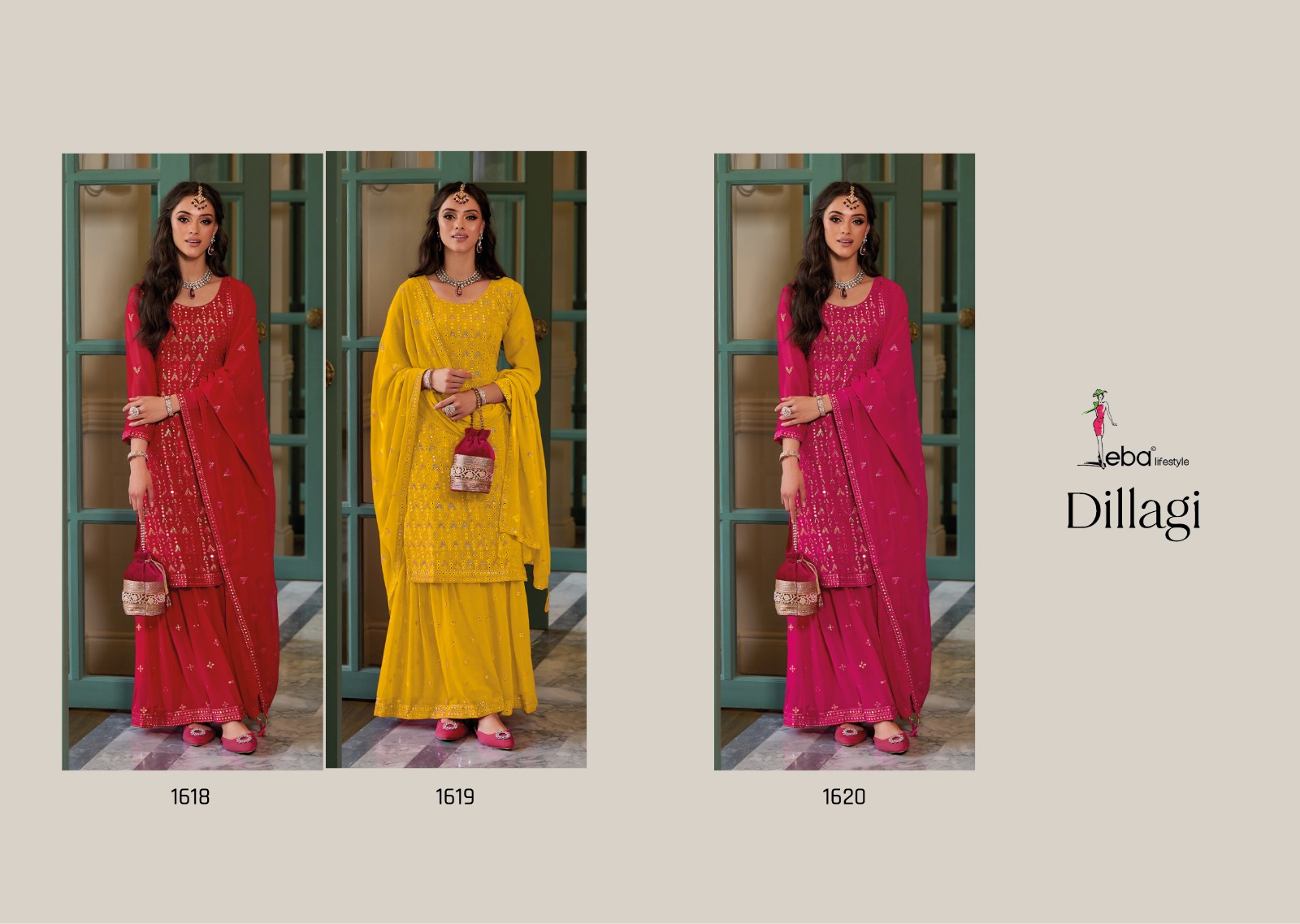 eba dillagi bluming georgette decent look salwar suit catalog