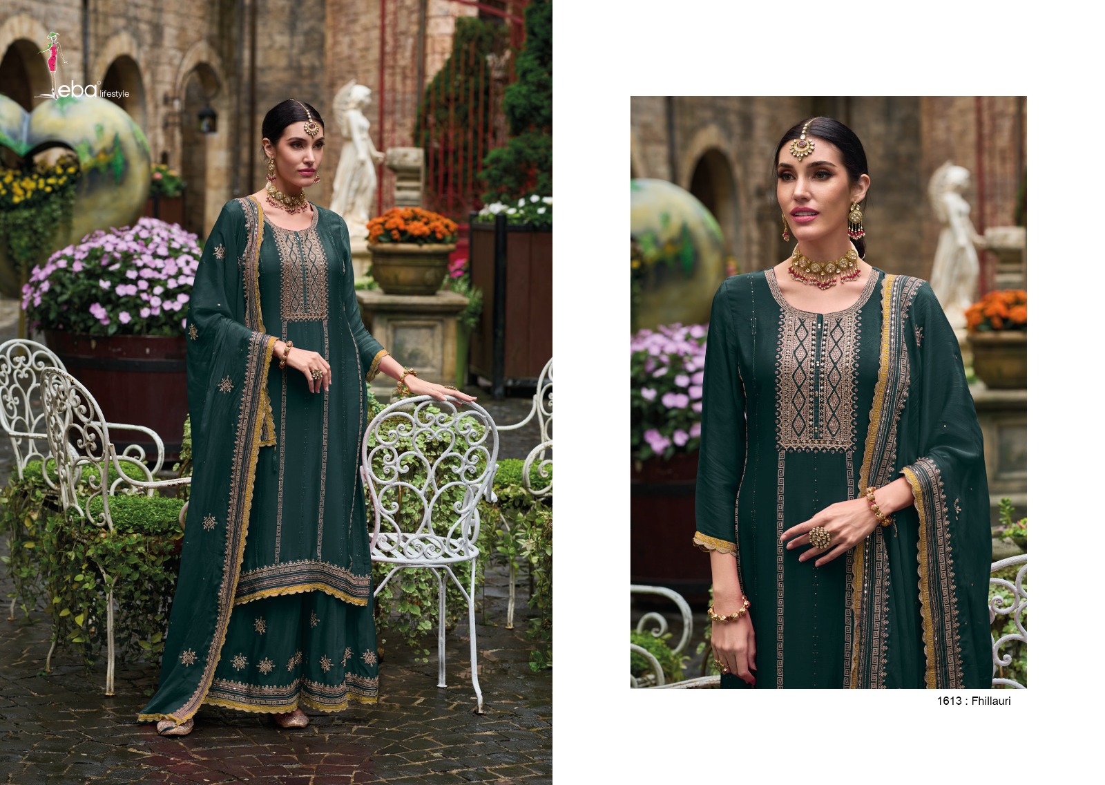 eba lifestyle fhillauri chinnon attrective look salwar suit catalog