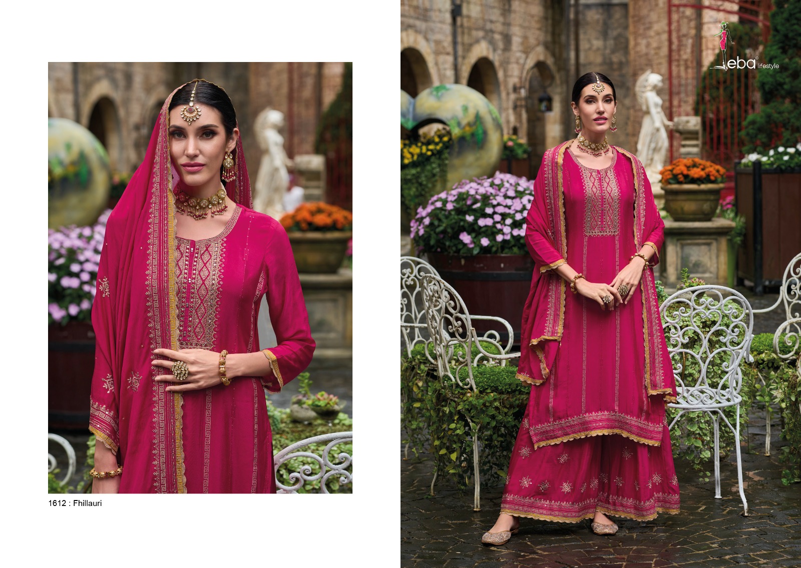 eba lifestyle fhillauri chinnon attrective look salwar suit catalog