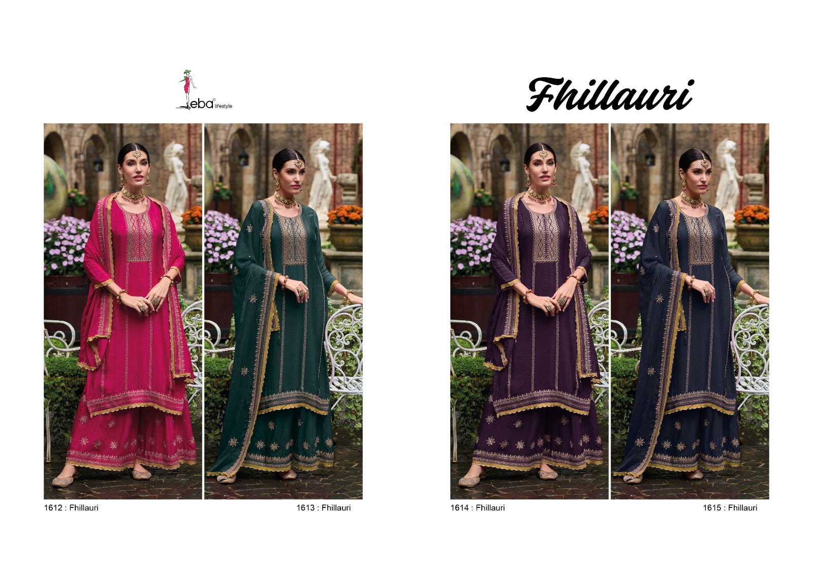 eba lifestyle fhillauri chinnon attrective look salwar suit catalog