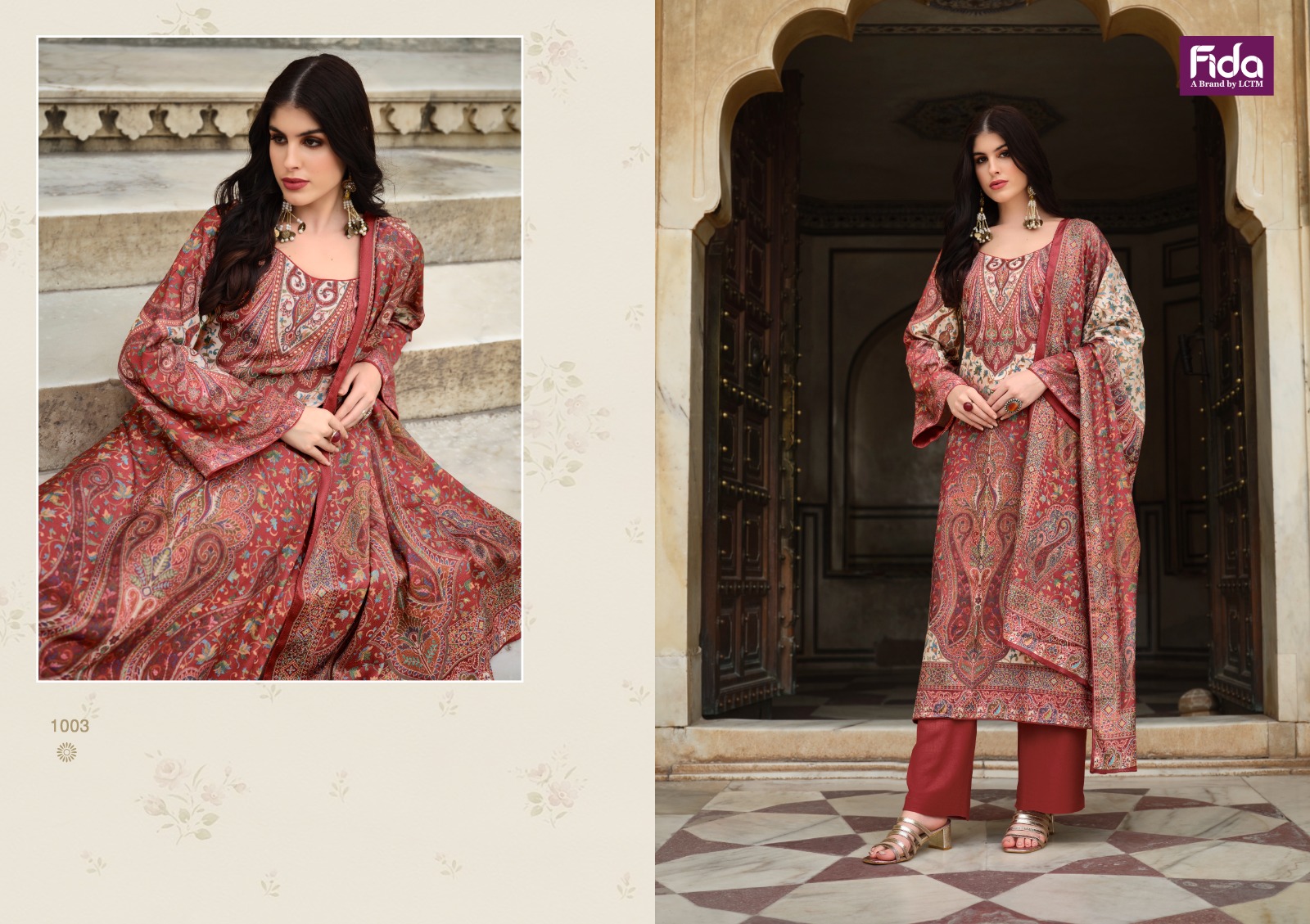 fida international aakrash wool exclusive print salwar suit catalog