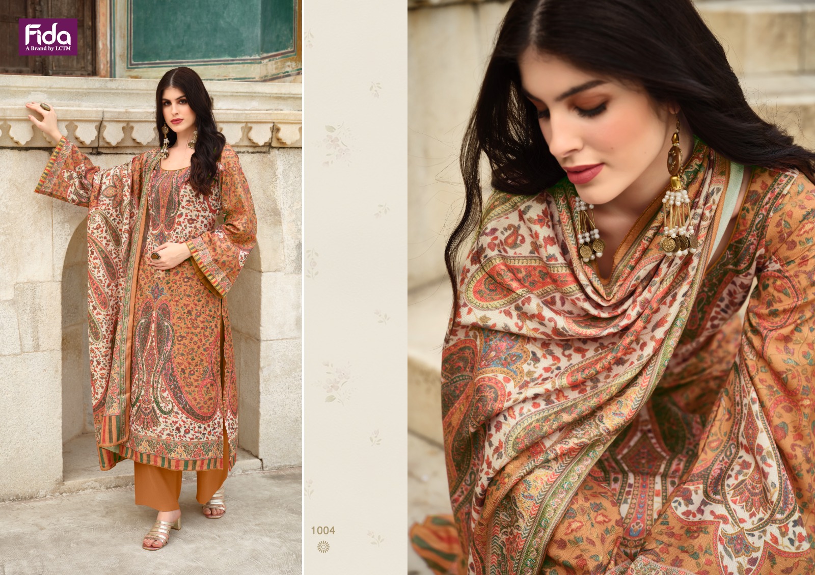 fida international aakrash wool exclusive print salwar suit catalog