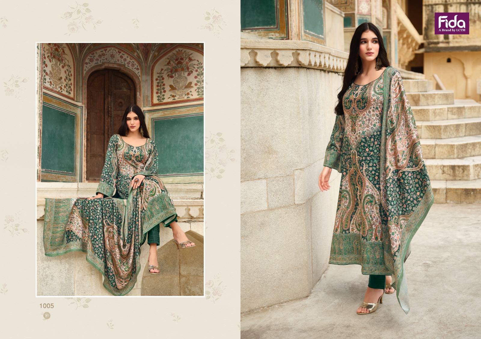 fida international aakrash wool exclusive print salwar suit catalog