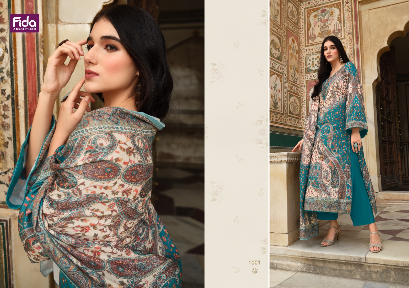 fida international aakrash wool exclusive print salwar suit catalog