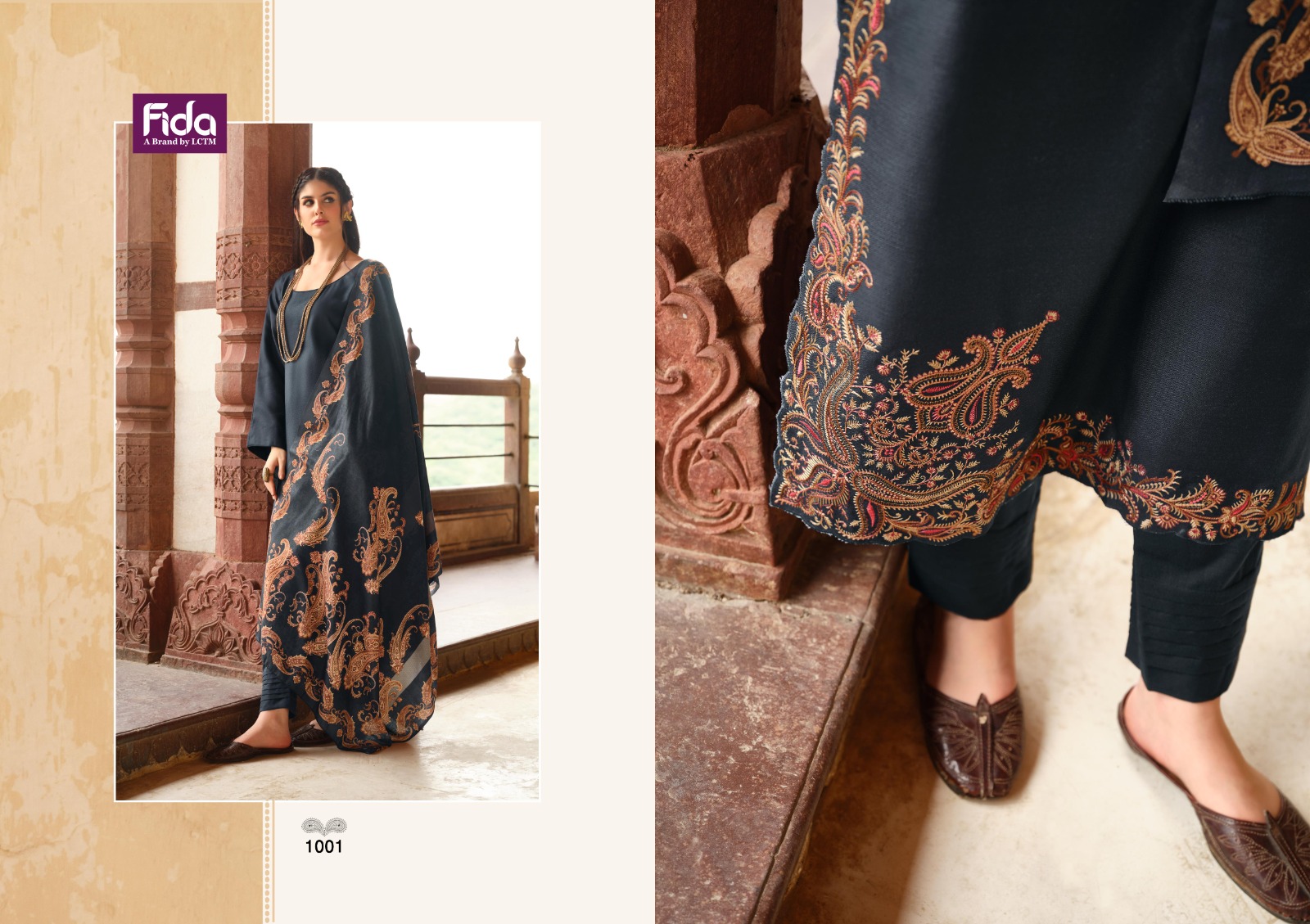 fida international aliza wool exclusive print salwar suit catalog