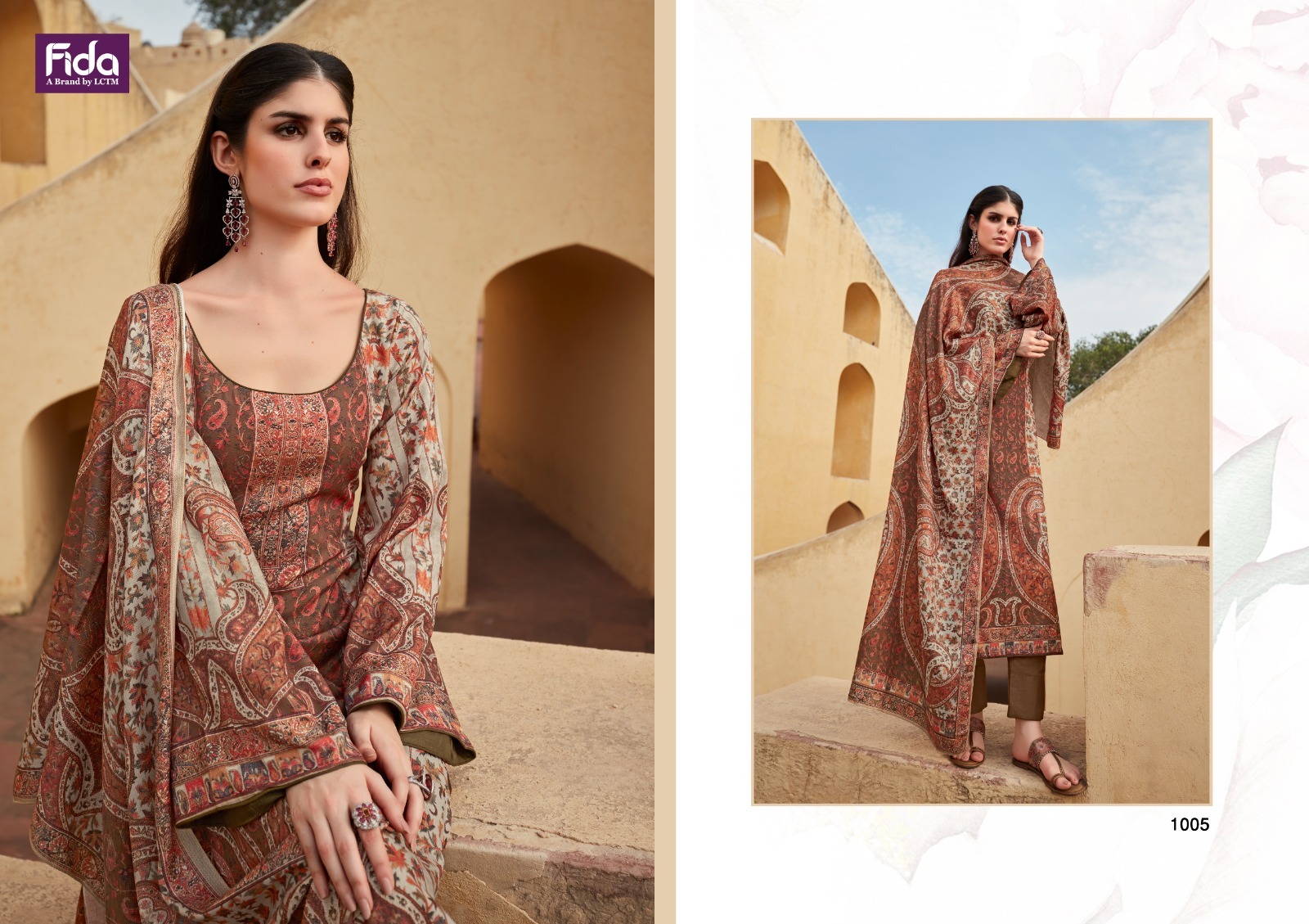 fida international ehsaas digital kashmiri wool attrective look salwar suit cataloug