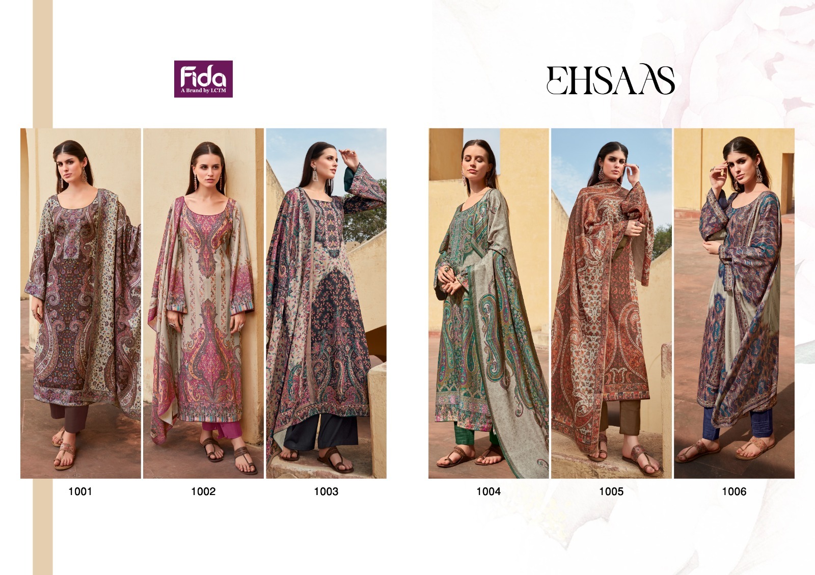 fida international ehsaas digital kashmiri wool attrective look salwar suit cataloug