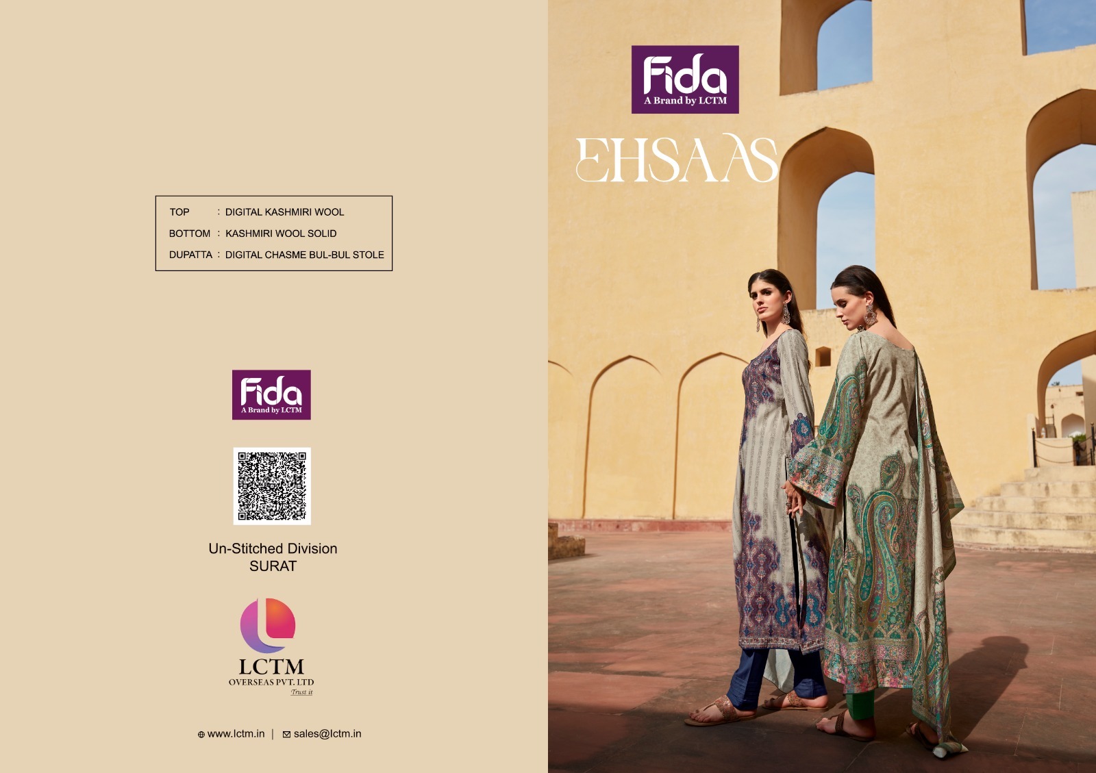 fida international ehsaas digital kashmiri wool attrective look salwar suit cataloug