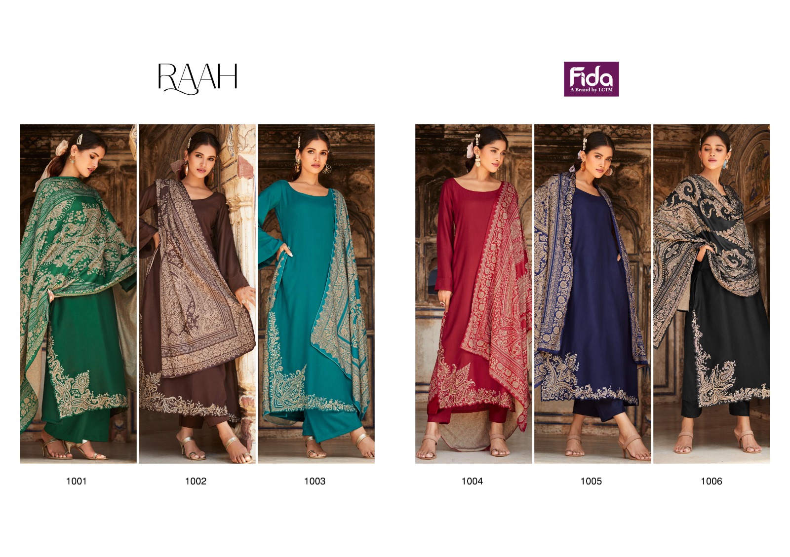 fida international raah platinum wool exclusive look salwar suit cataloug